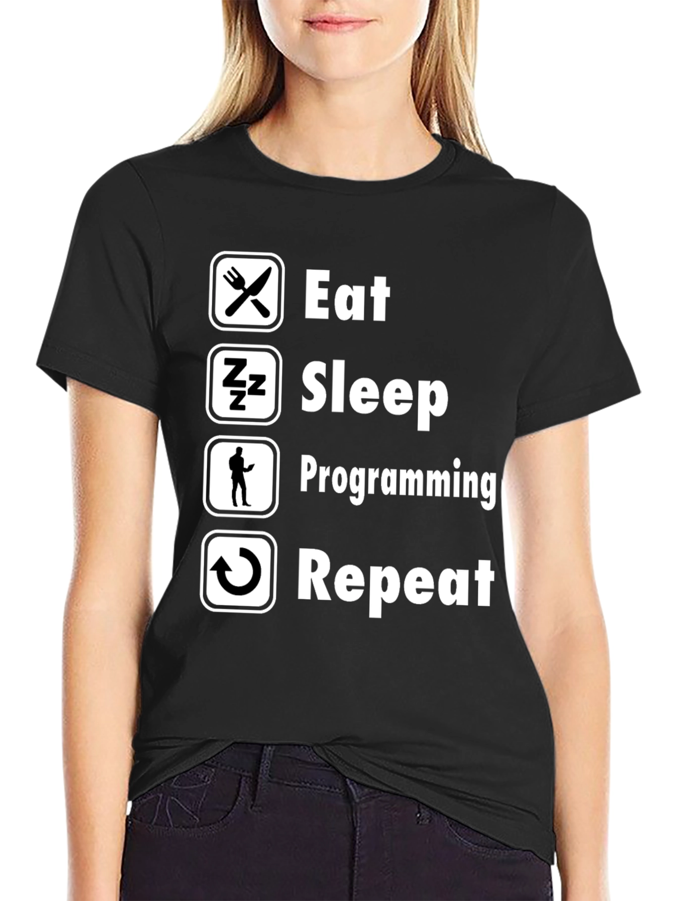 Eat Sleep Programming Repeat Black T-Shirt