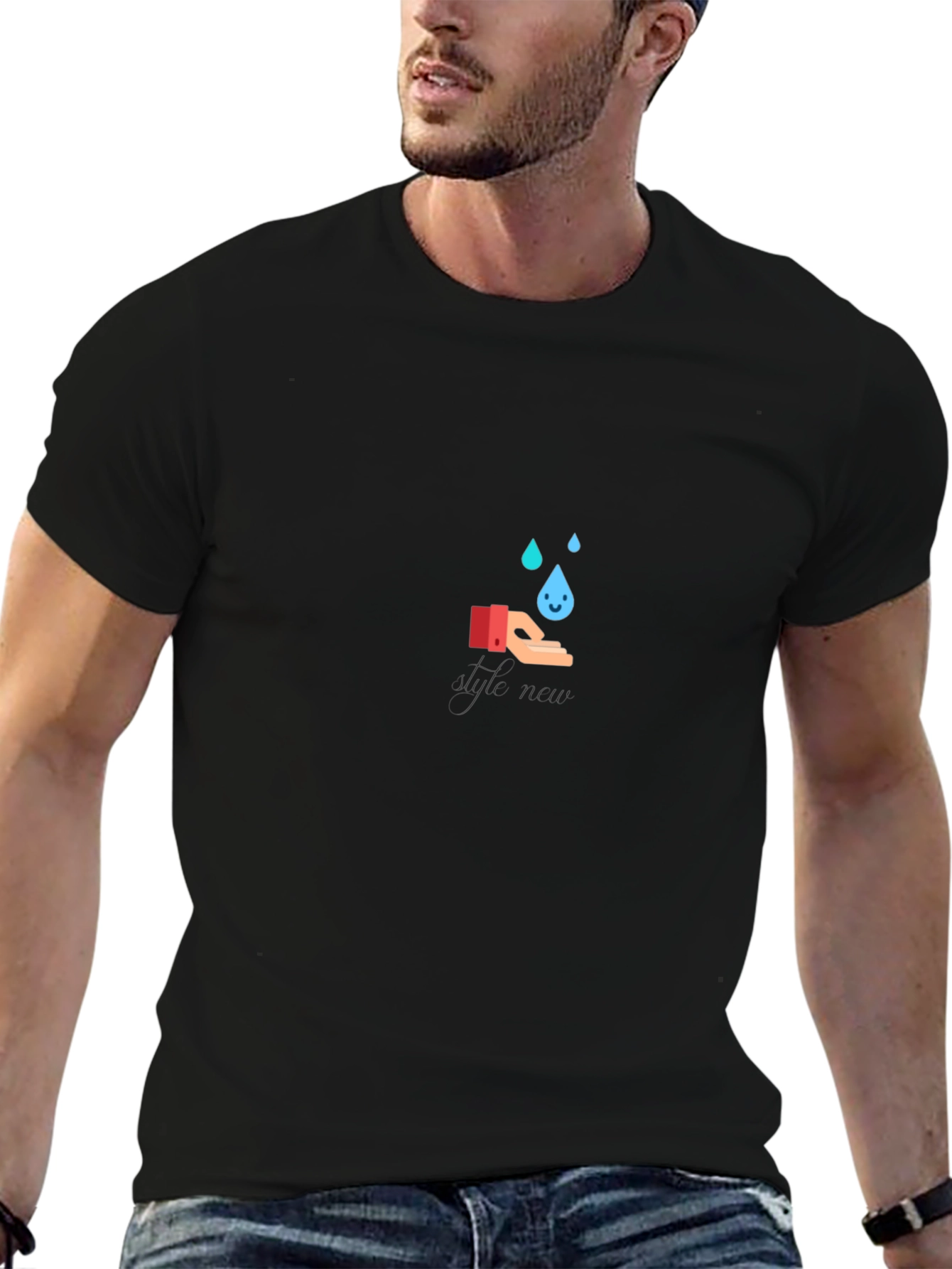 Black T-Shirt with Wash Hands Graphic