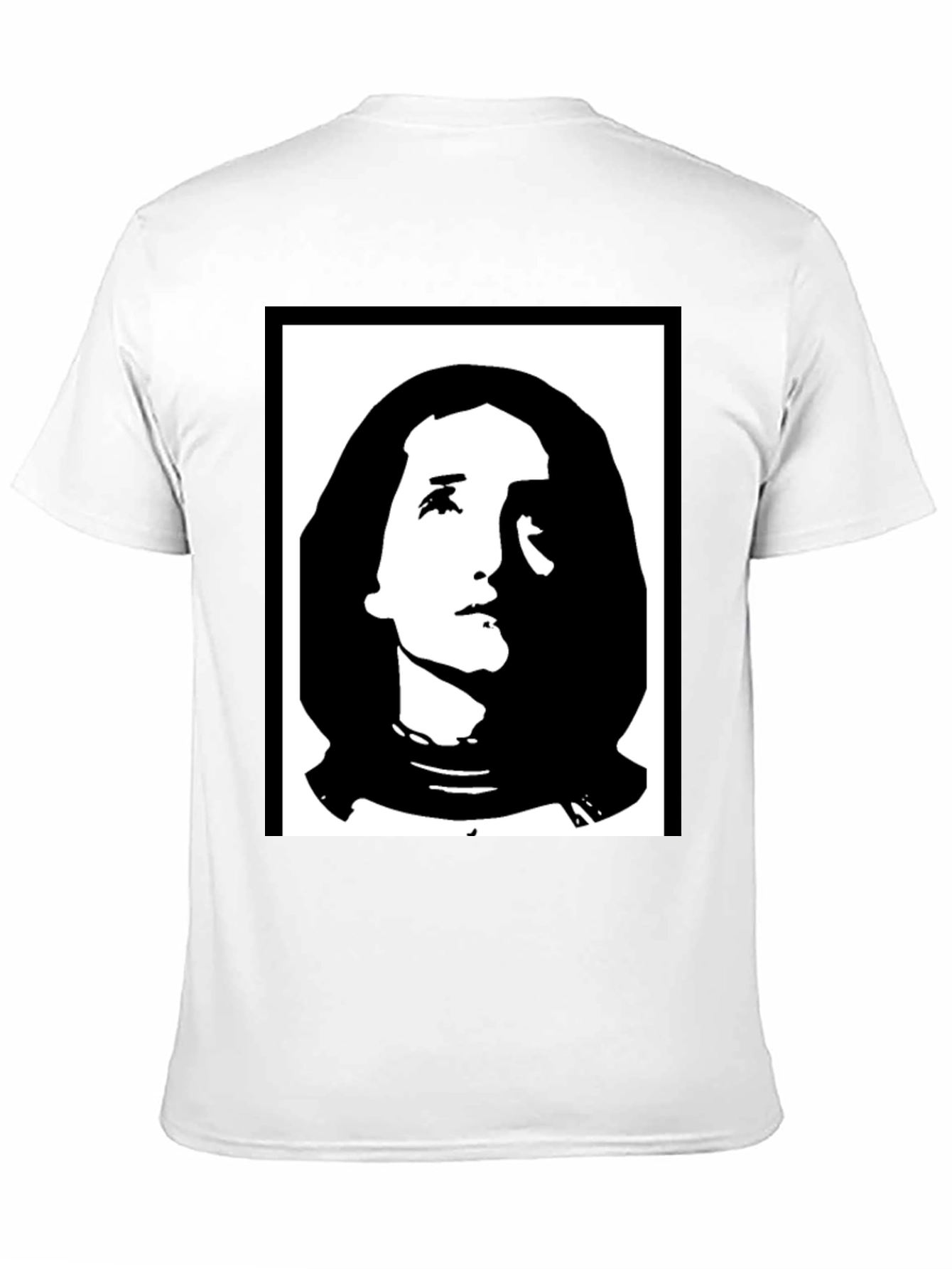 Black Graphic T-Shirt with Portrait Print