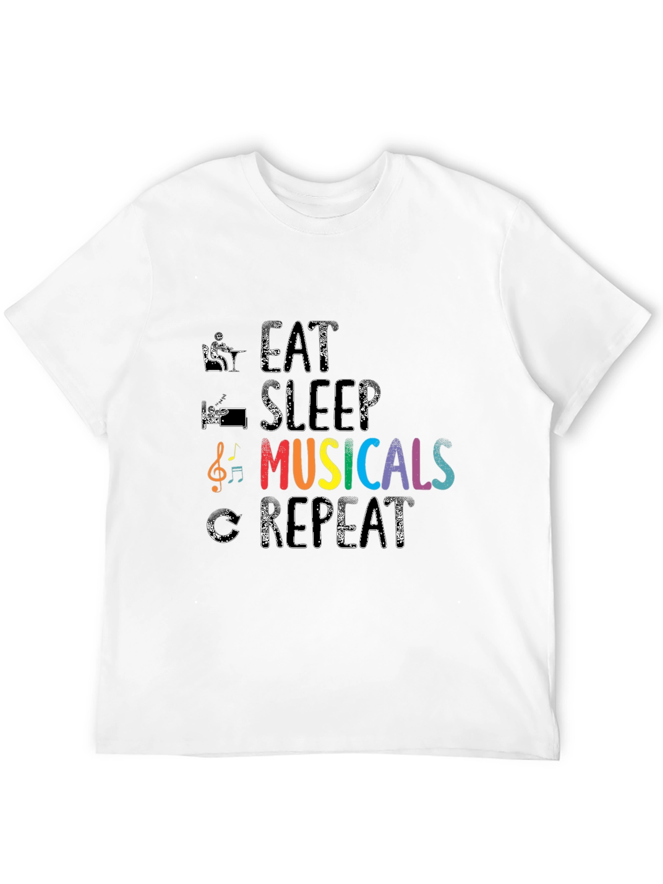 Eat Sleep Musicals Repeat Black T-Shirt