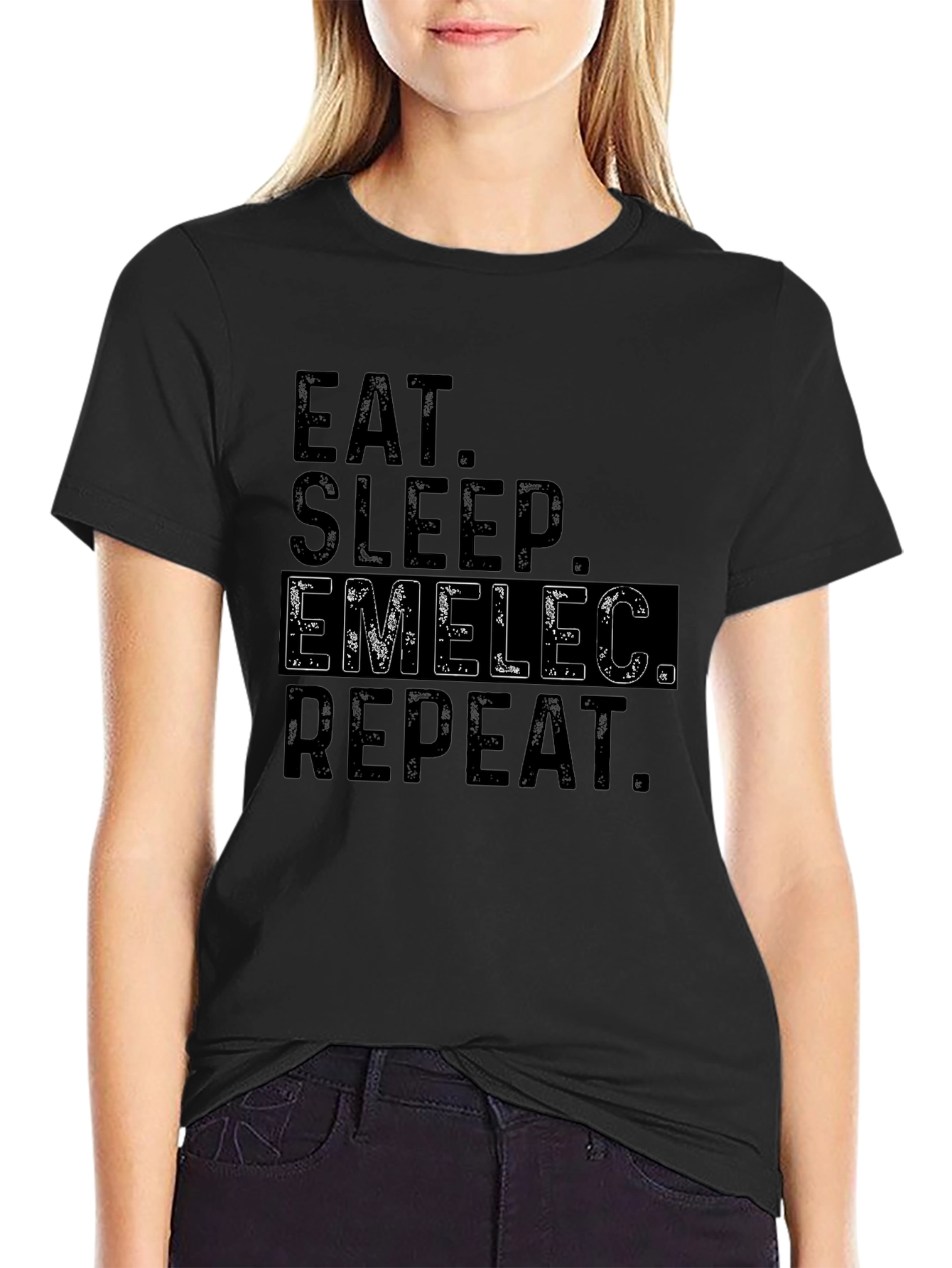 Eat Sleep Emelec Repeat Black T-Shirt