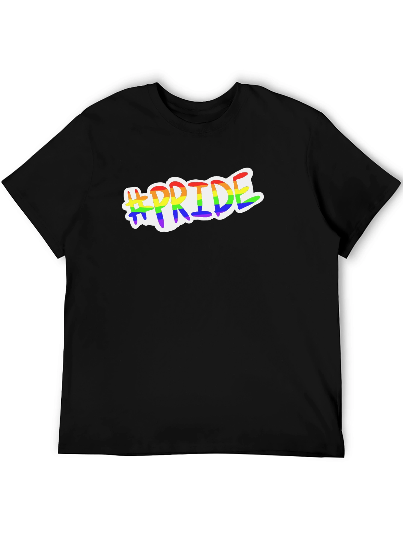 #Pride Rainbow Graphic Black T-Shirt