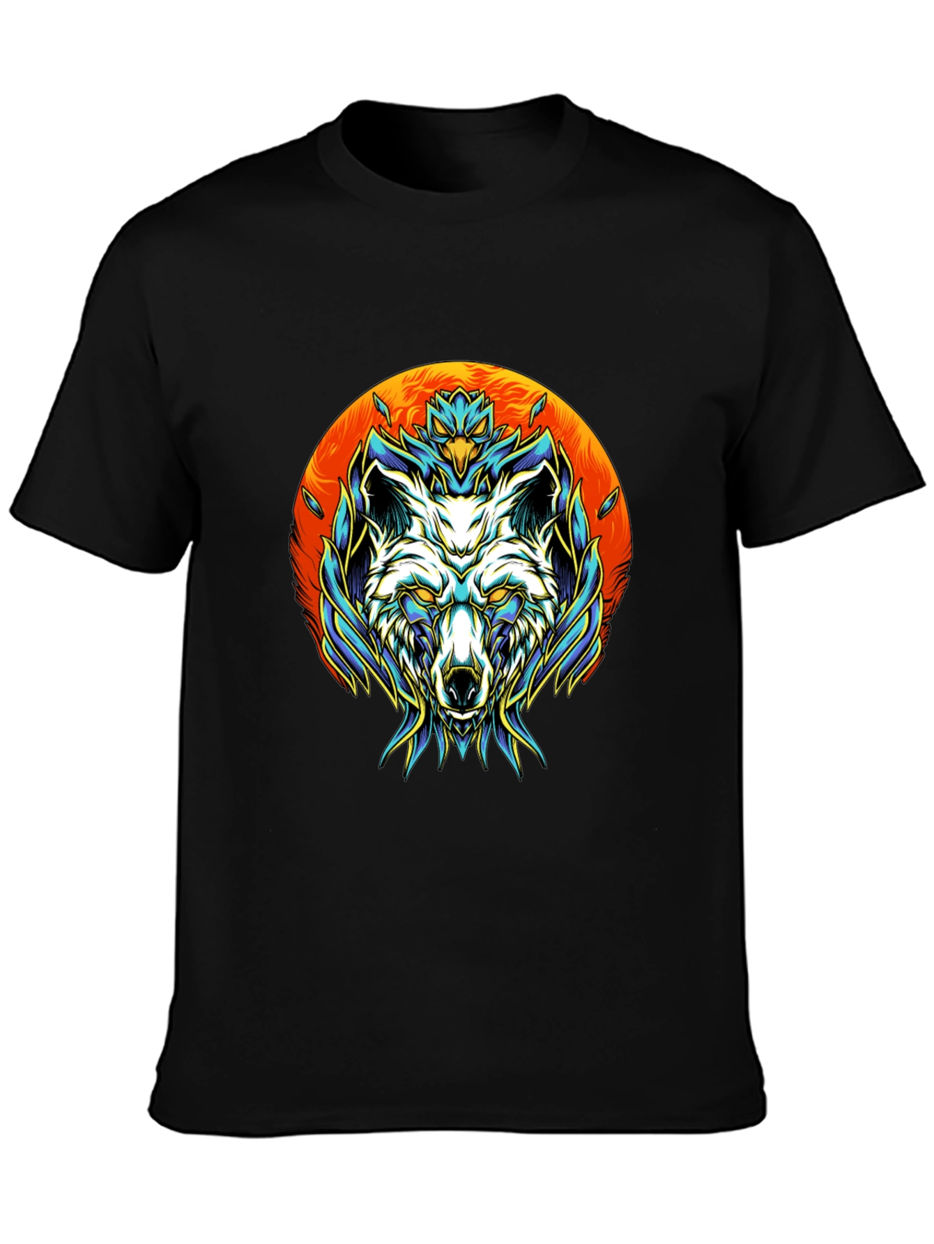 Wolf Graphic Tee - Black Cotton Blend Unique Design