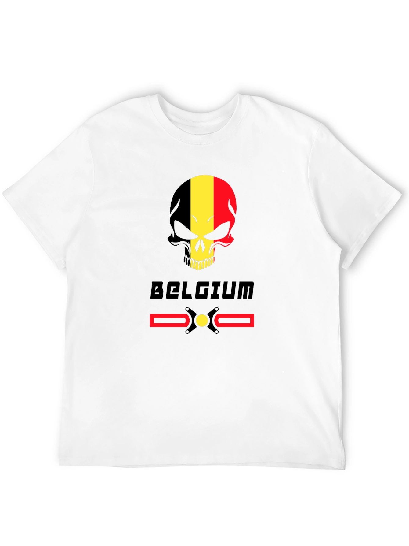 Belgium Flag Skull T-Shirt - Black