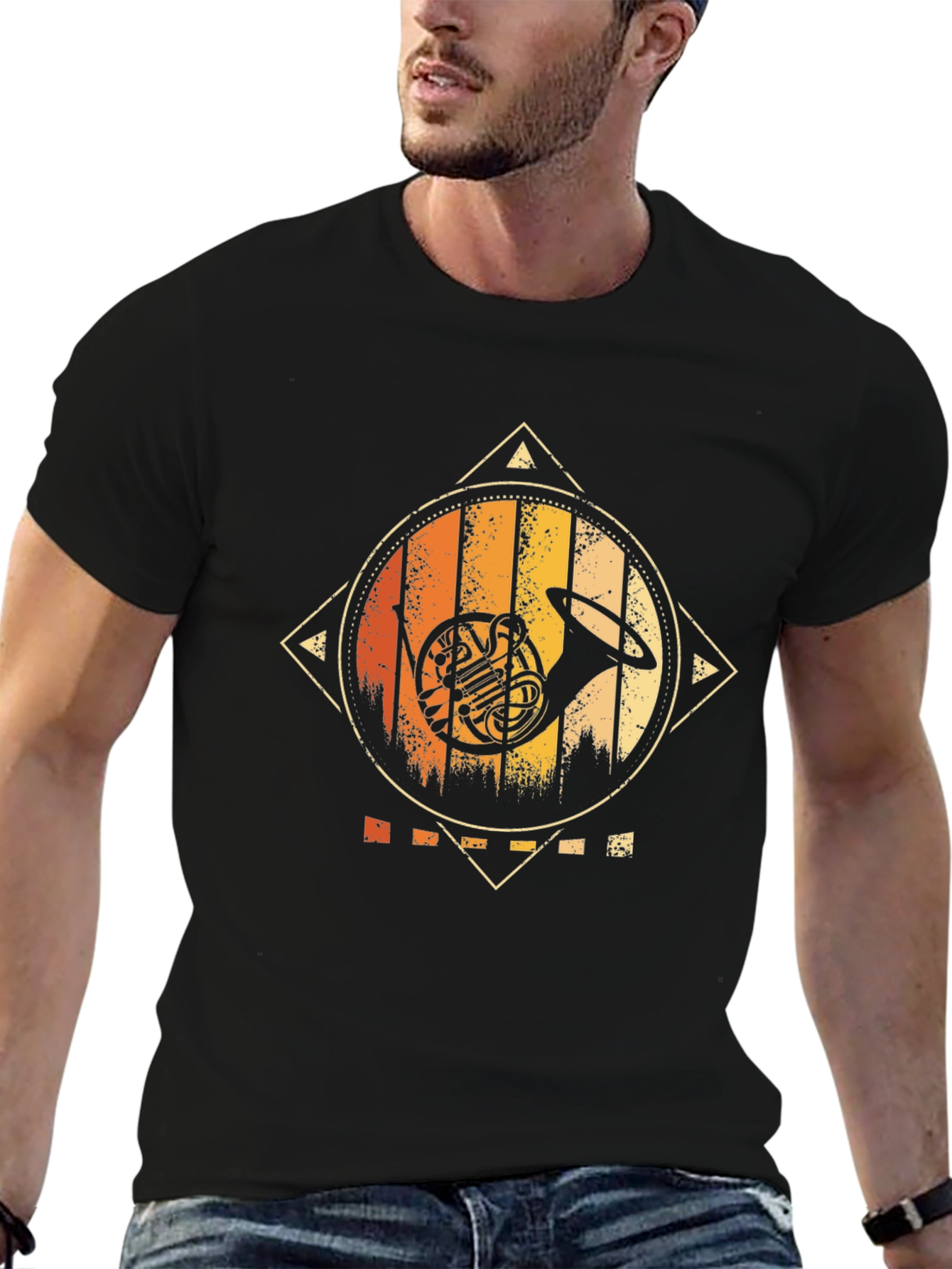 Retro French Horn Graphic Tee
