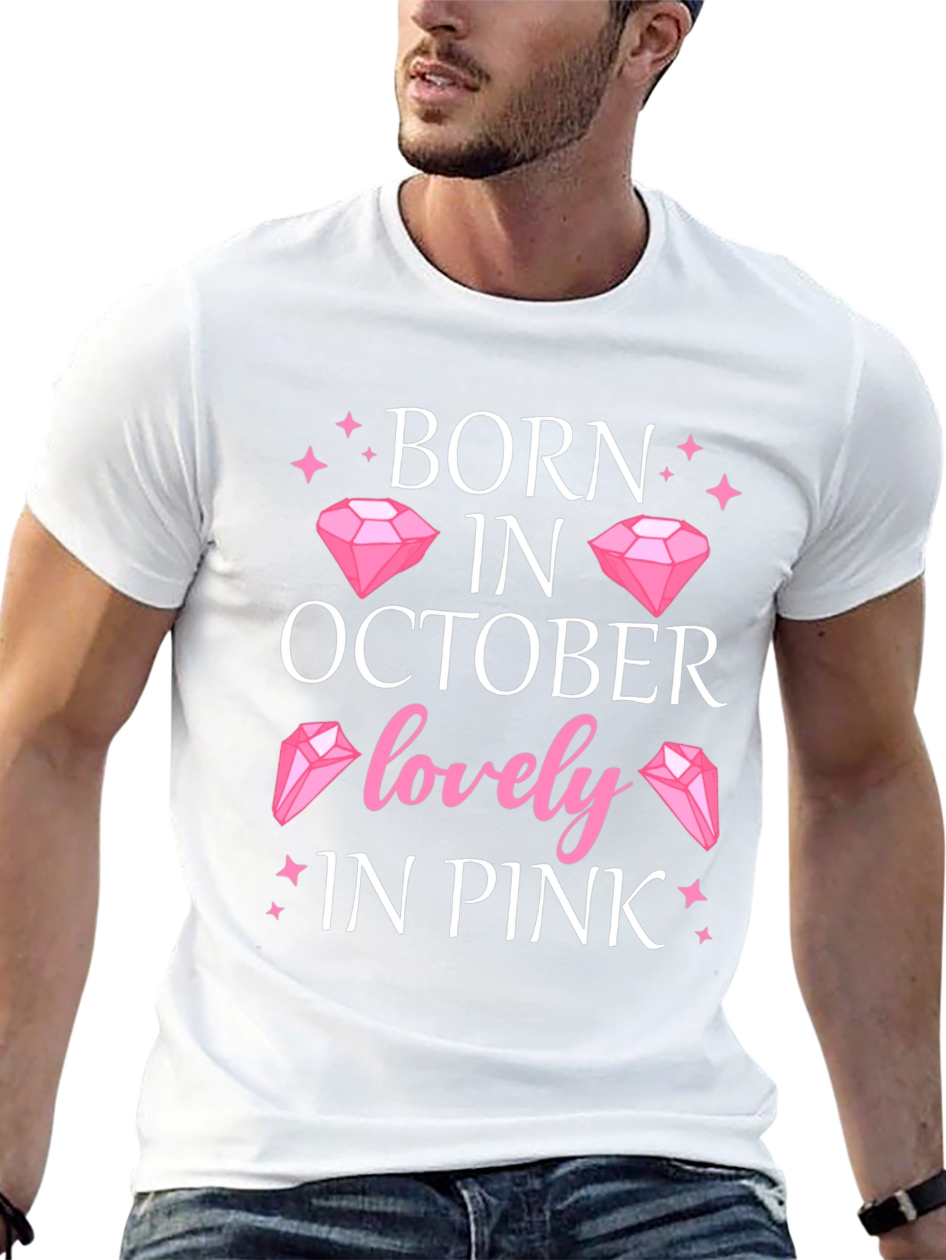 Born in October Lovely in Pink T-Shirt