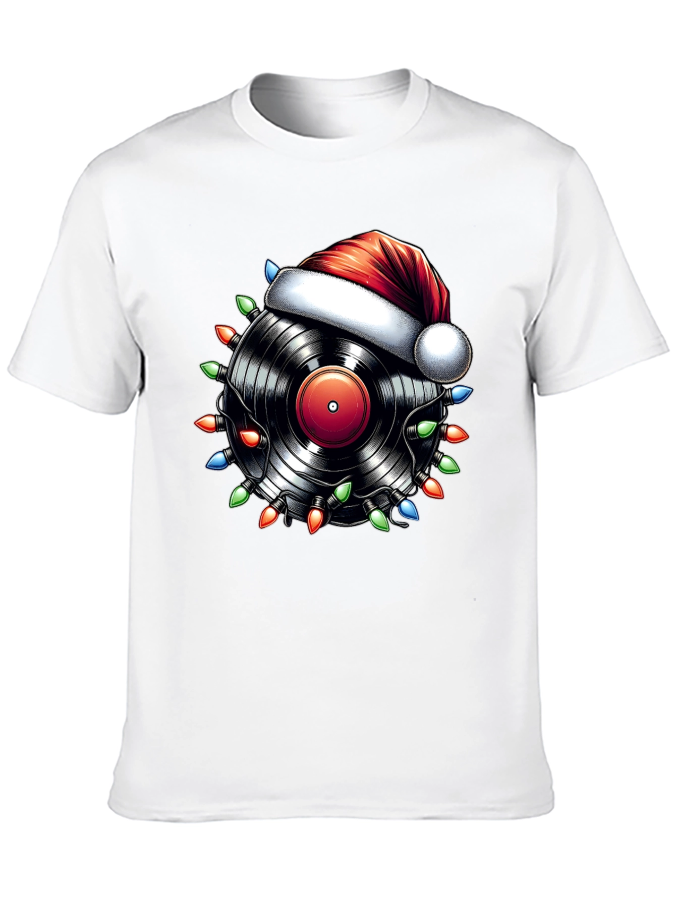 Festive Vinyl Record Santa Hat T-Shirt