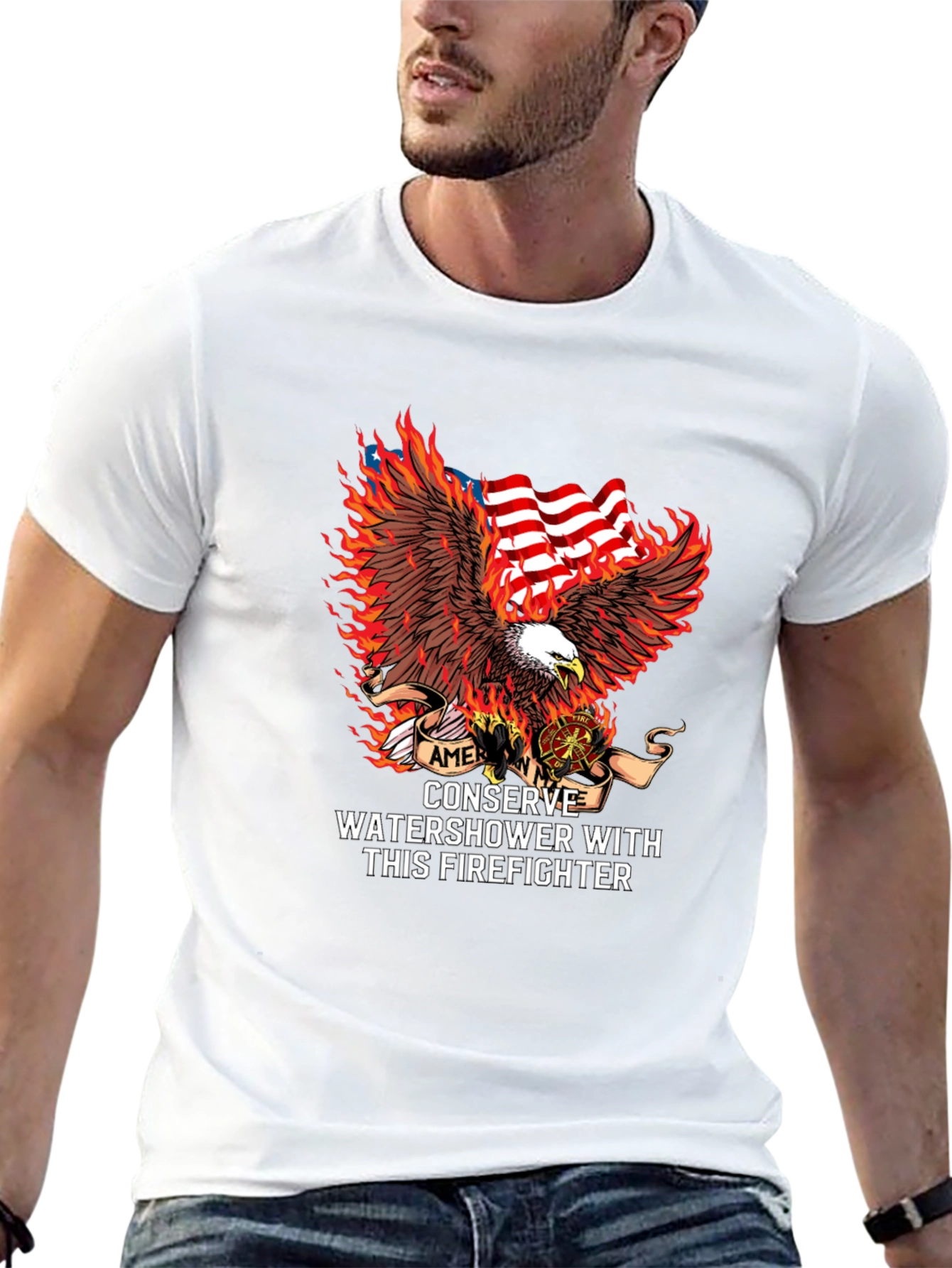 American Firefighter Eagle Graphic Tee