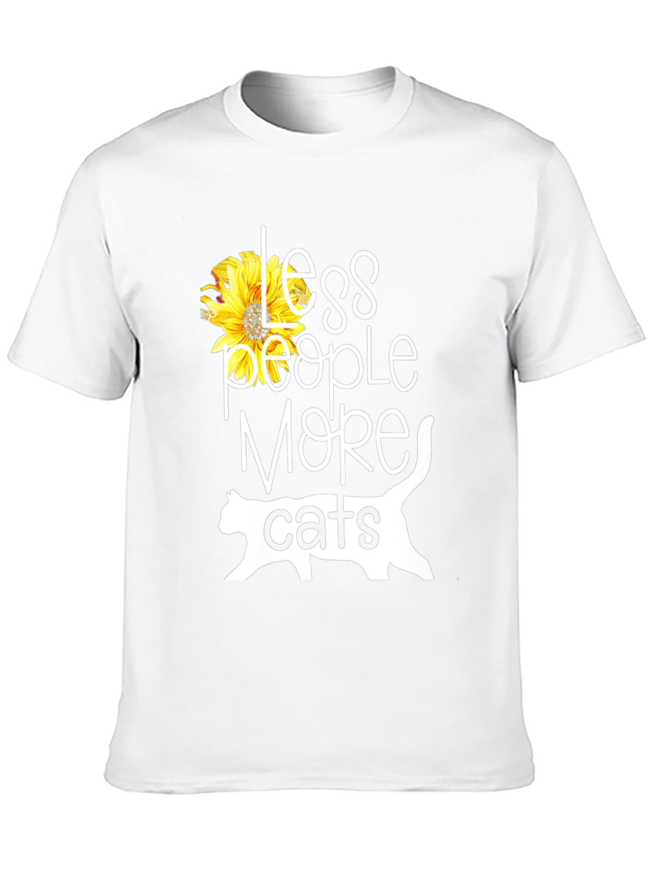 Less People More Cats Sunflower Graphic T-Shirt