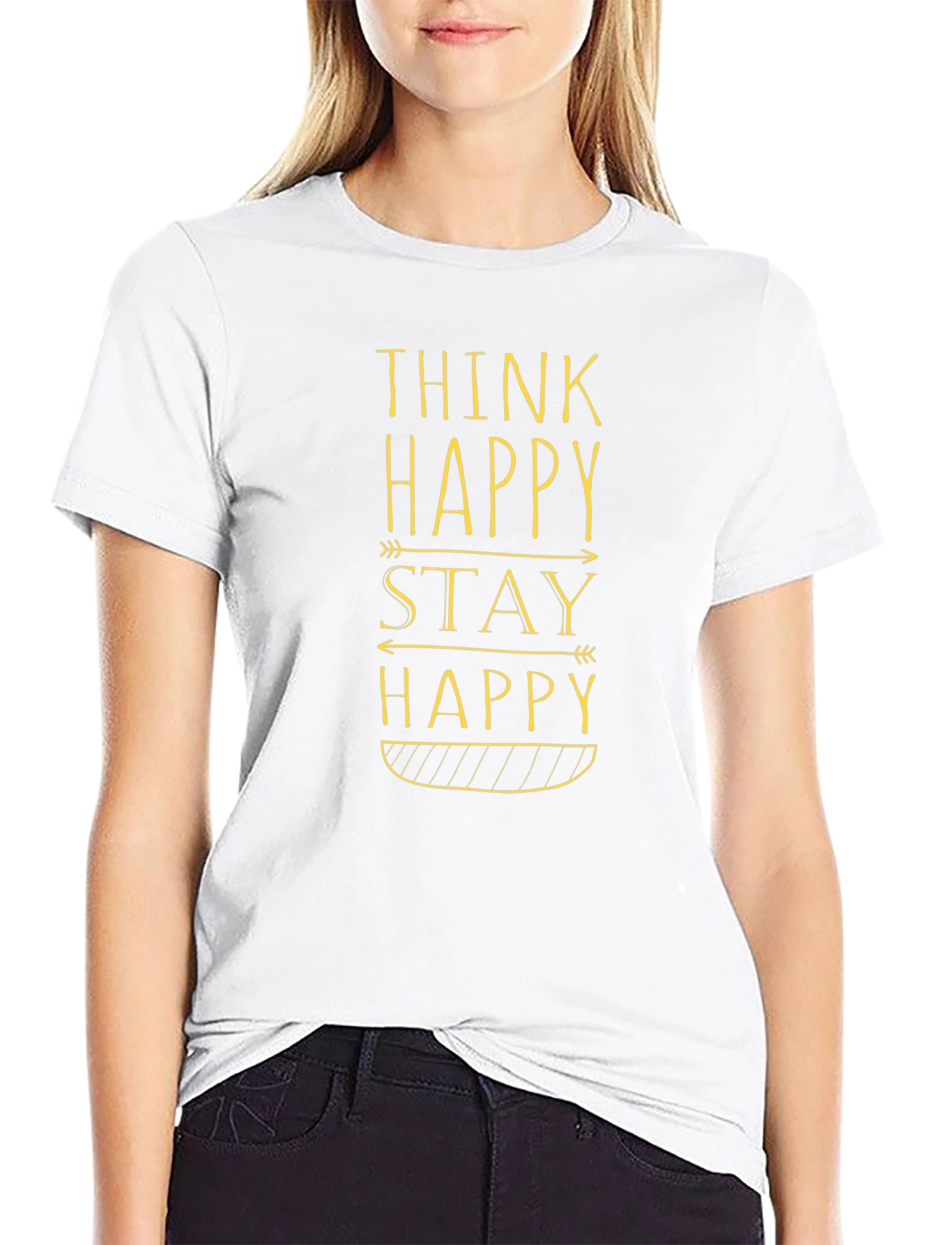 Think Happy Stay Happy Graphic Tee - Black