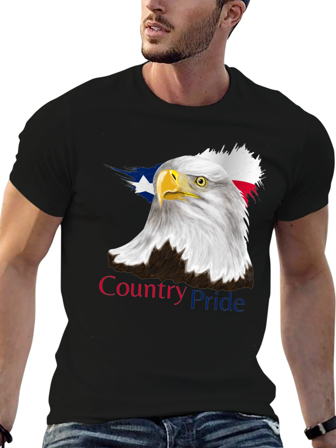 Country Pride Eagle Graphic Tee - Patriotic Black T-Shirt