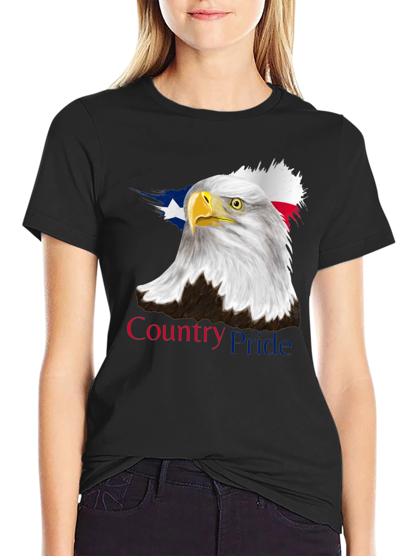 Country Pride Eagle Graphic Tee - Patriotic Black T-Shirt