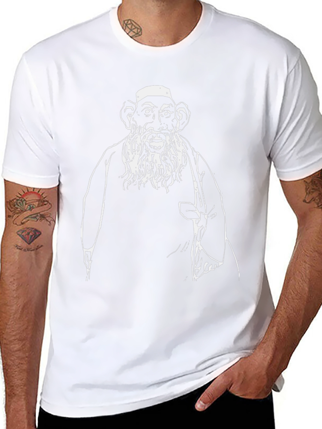 Unique Graphic Tee: Black T-Shirt with Old Man Design