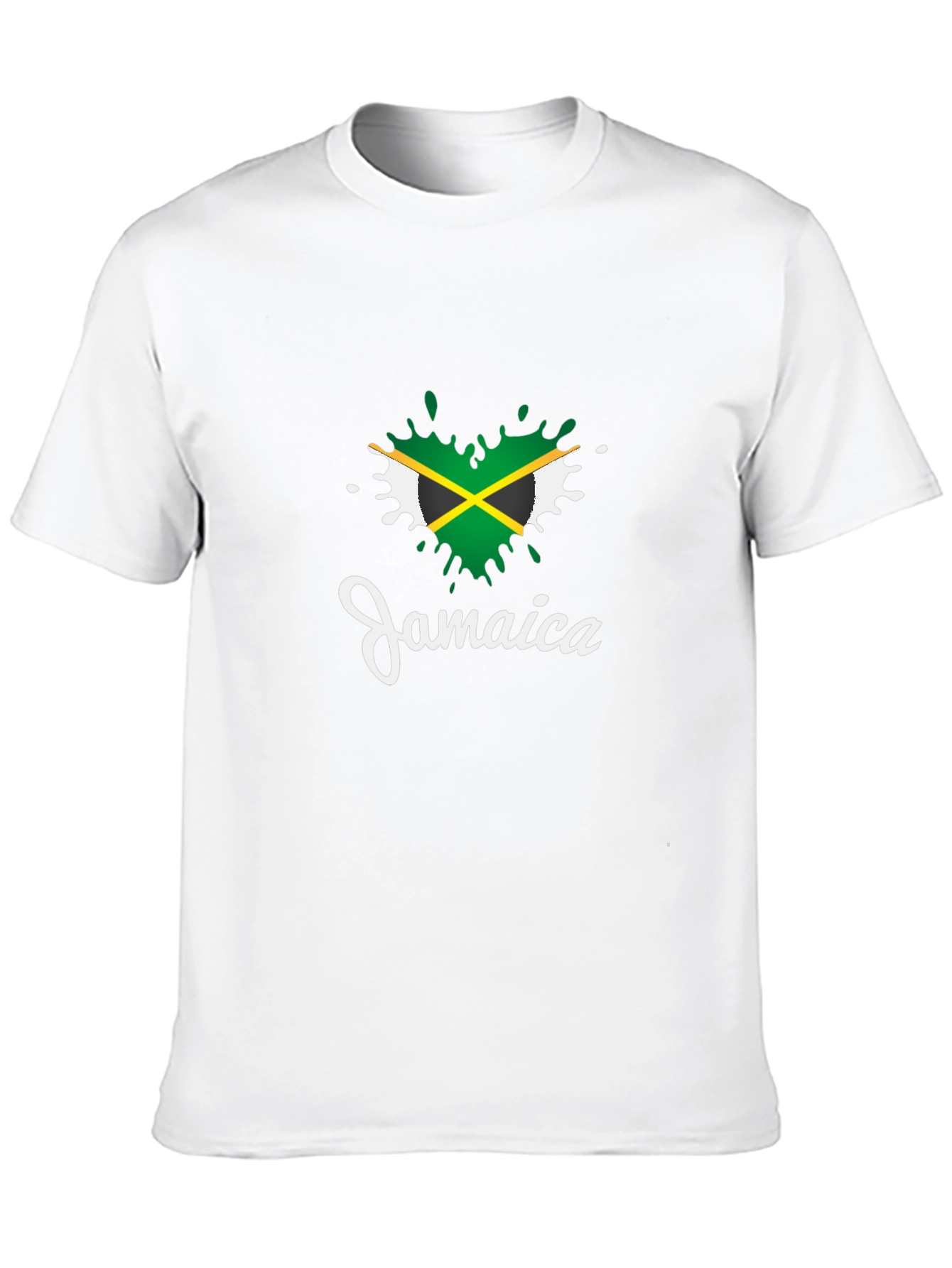 Jamaica Flag Heart T-Shirt - Black Cotton Tee