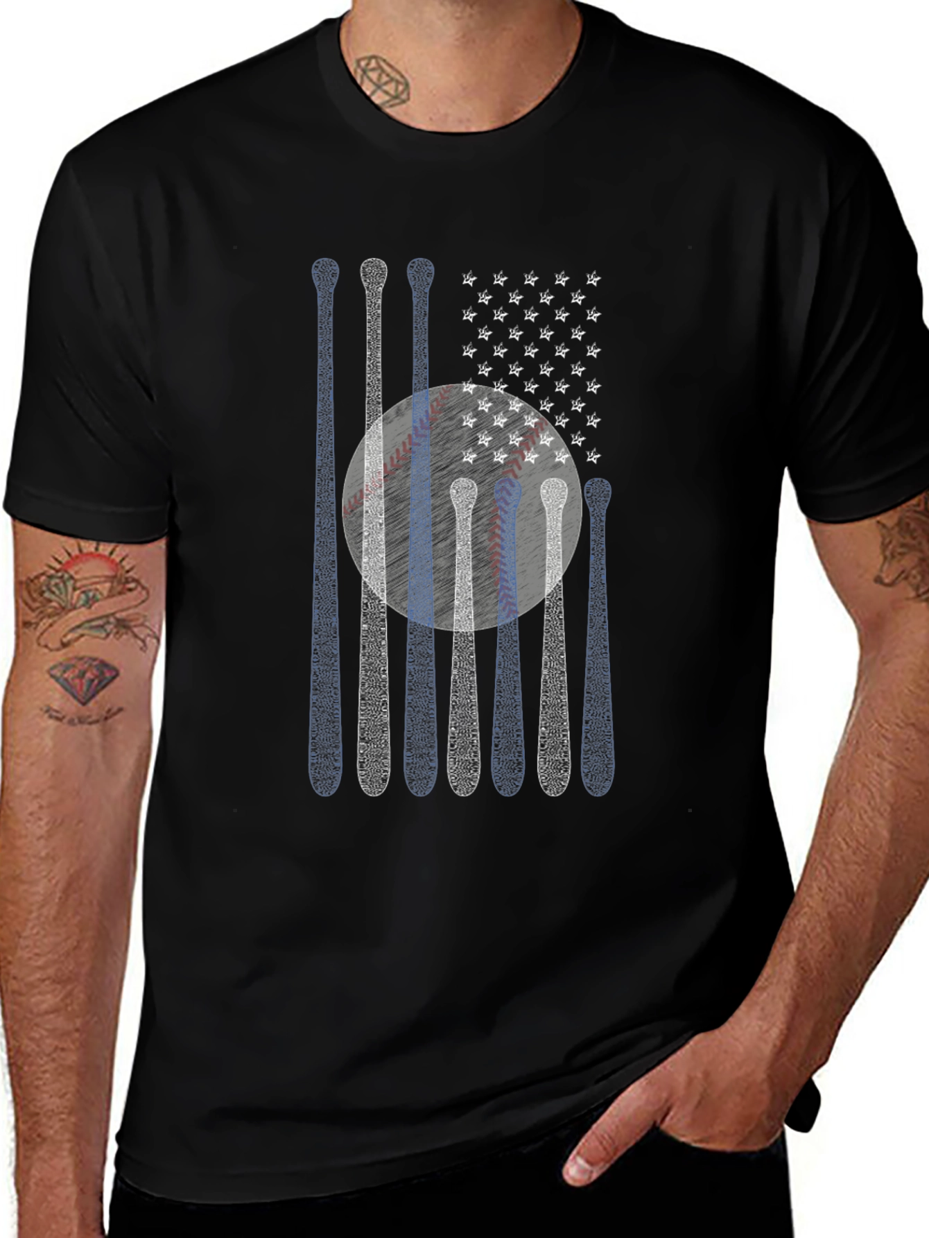 Baseball Bats American Flag T-Shirt