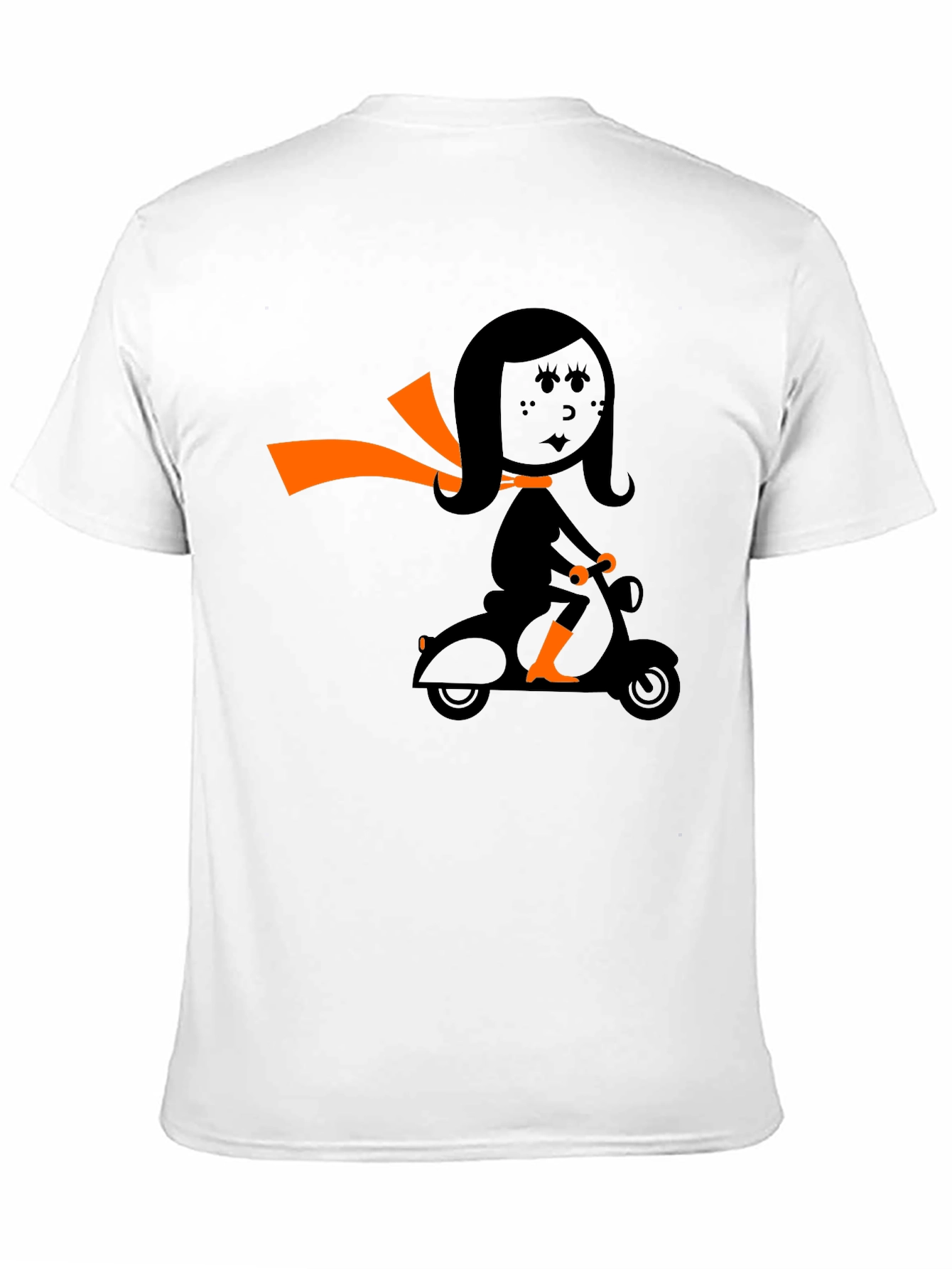 Retro Girl on Scooter Graphic Tee - Black