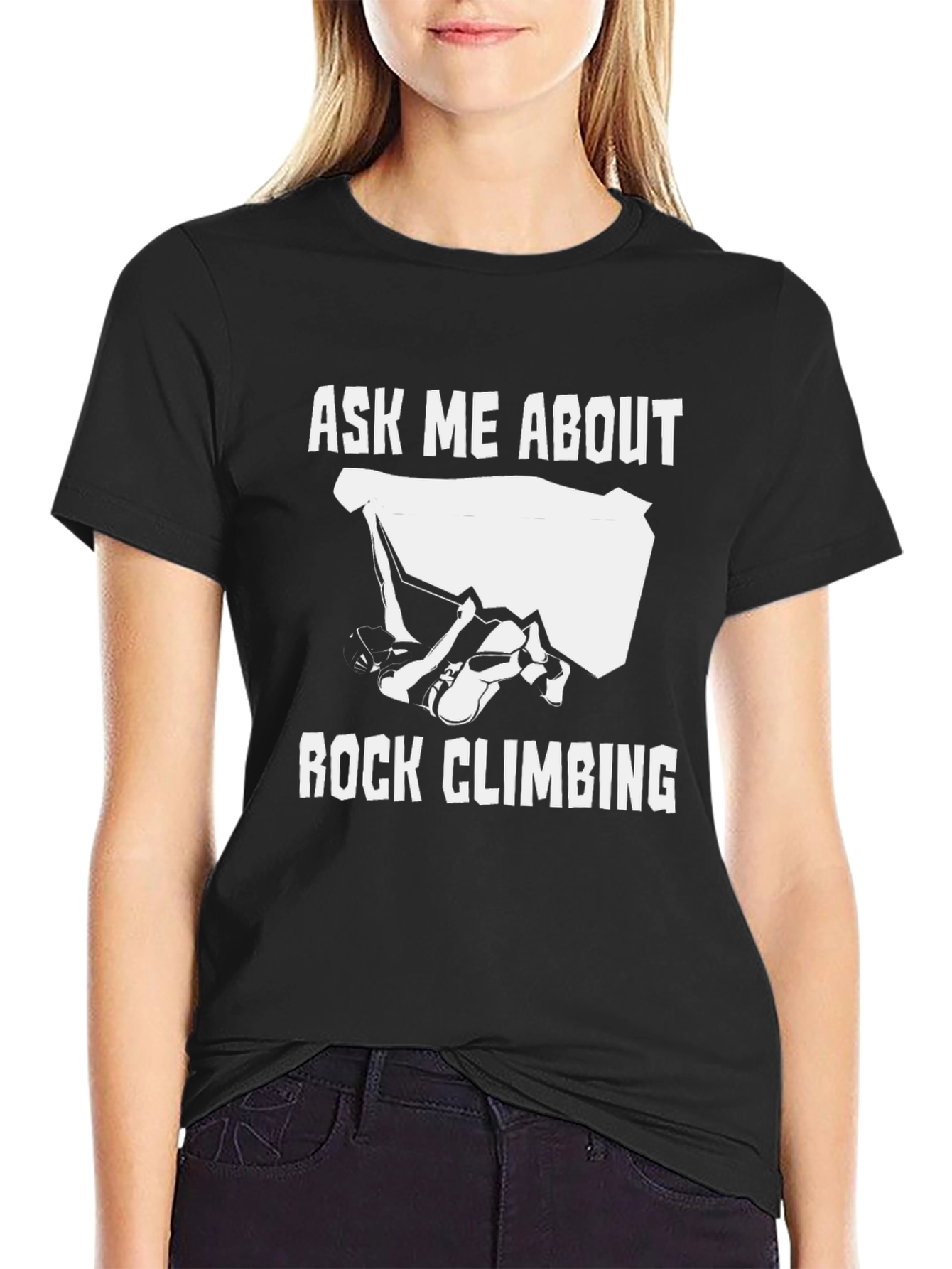 Ask Me About Rock Climbing Black Graphic Tee