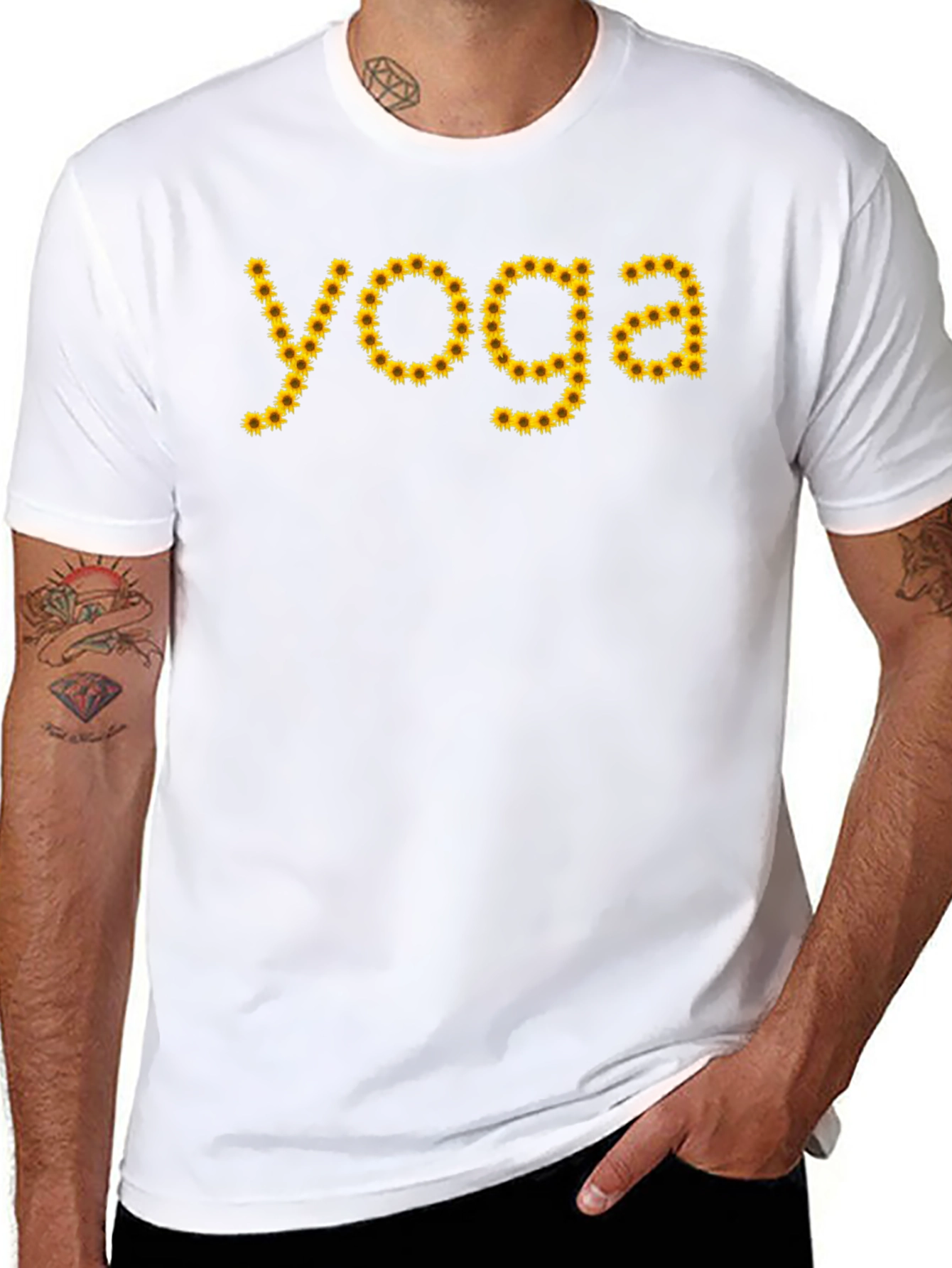 Yoga Sunflower Graphic T-Shirt - Black Cotton Tee