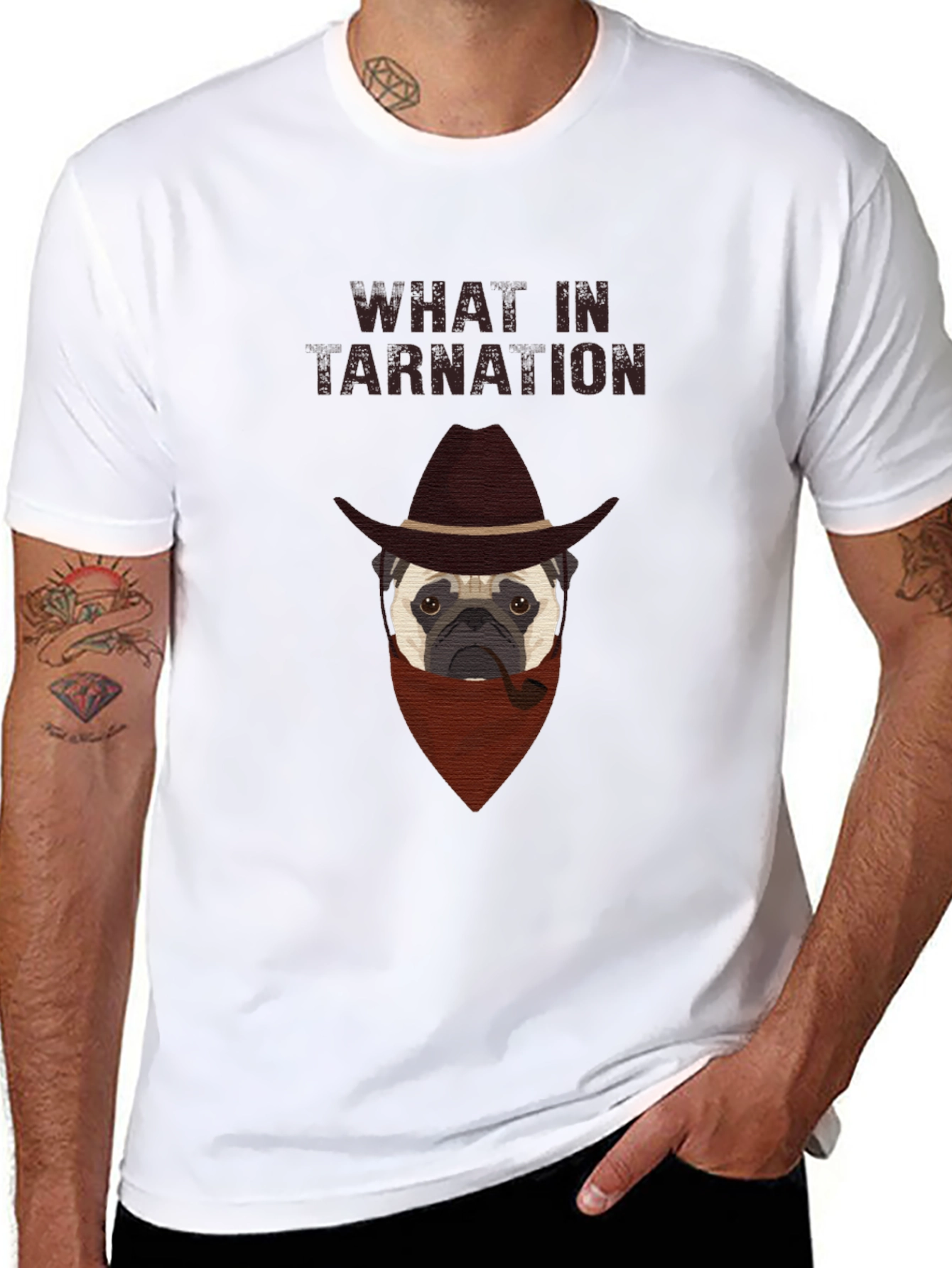 What In Tarnation Pug T-Shirt - Western Dog Tee