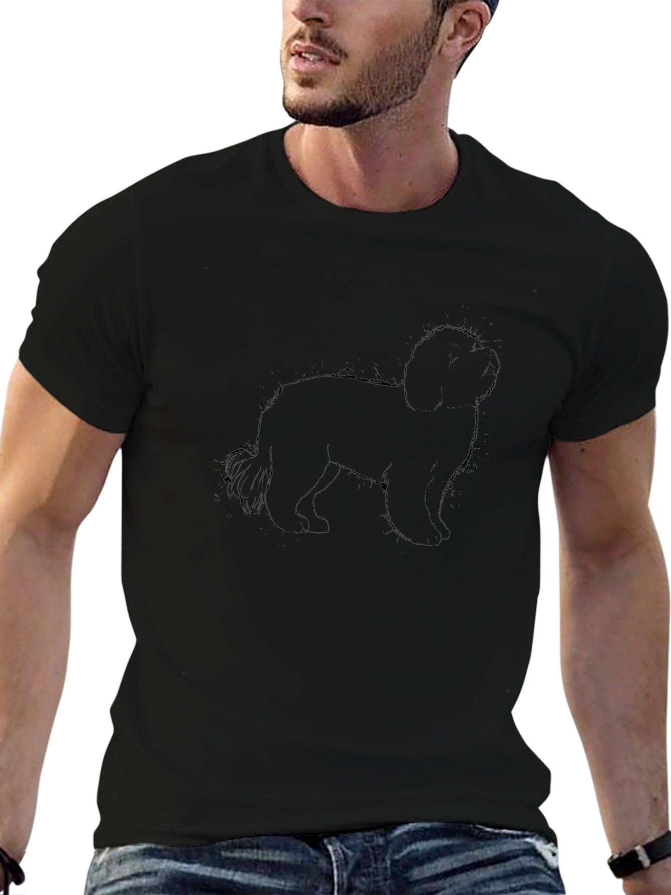 Black Dog Graphic T-Shirt Casual Wear