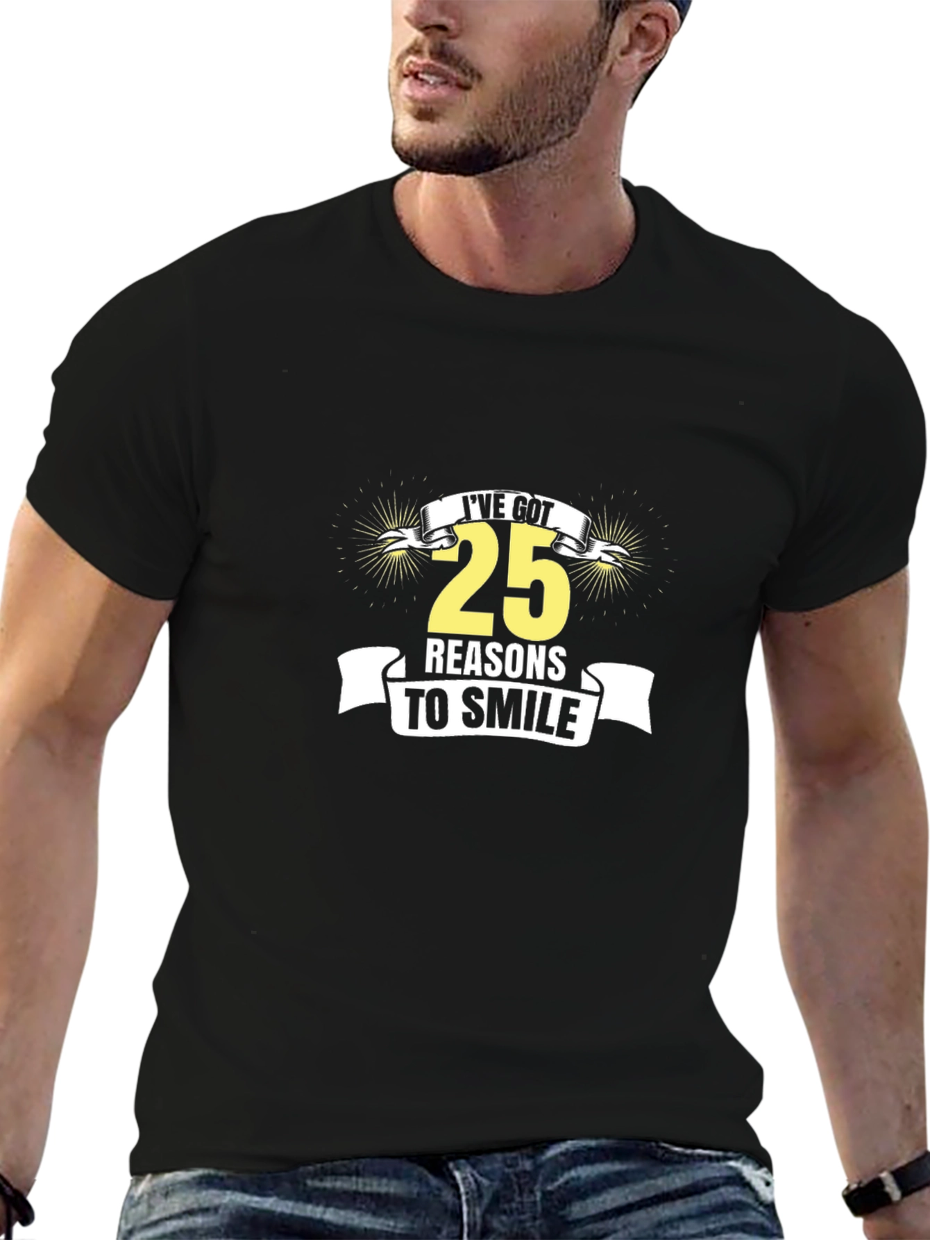 25 Reasons to Smile Graphic Tee - Black