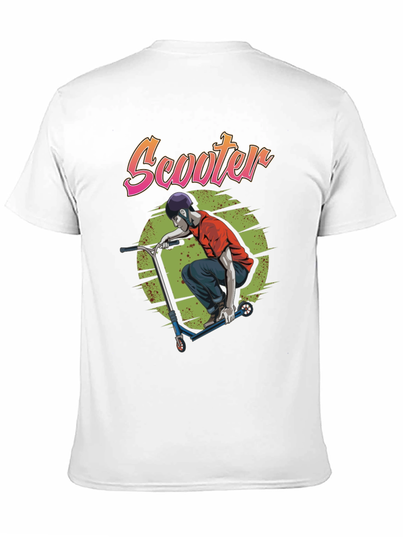 Scooter Design Black Cotton T-Shirt