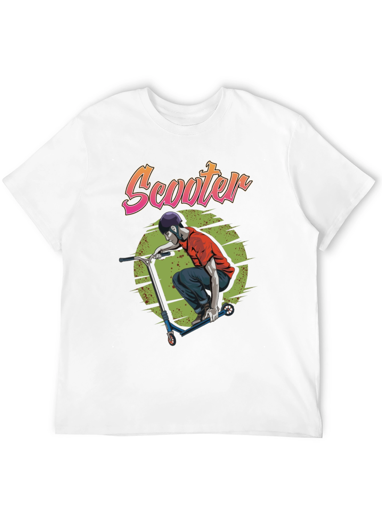 Scooter Design Black Cotton T-Shirt