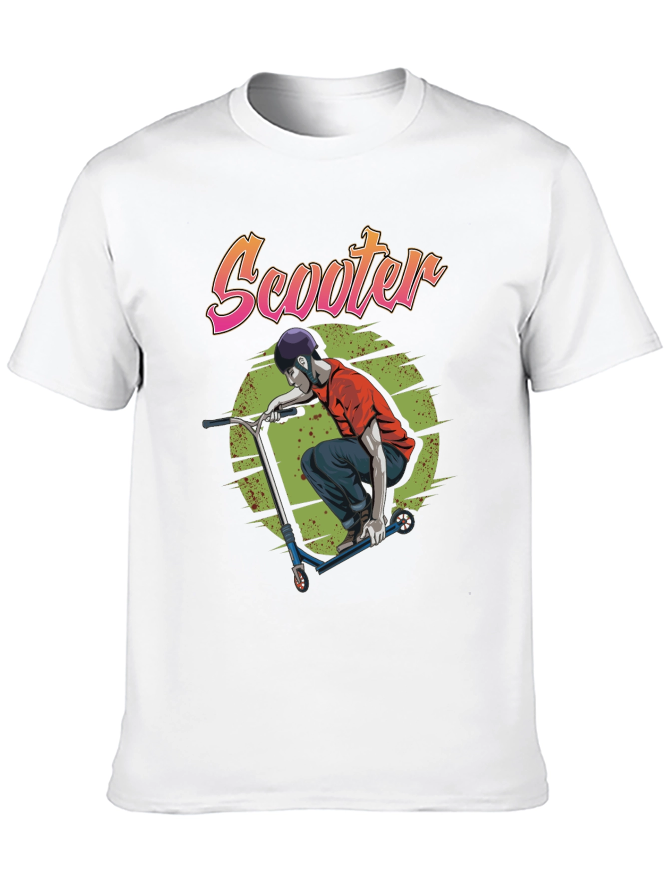 Scooter Design Black Cotton T-Shirt