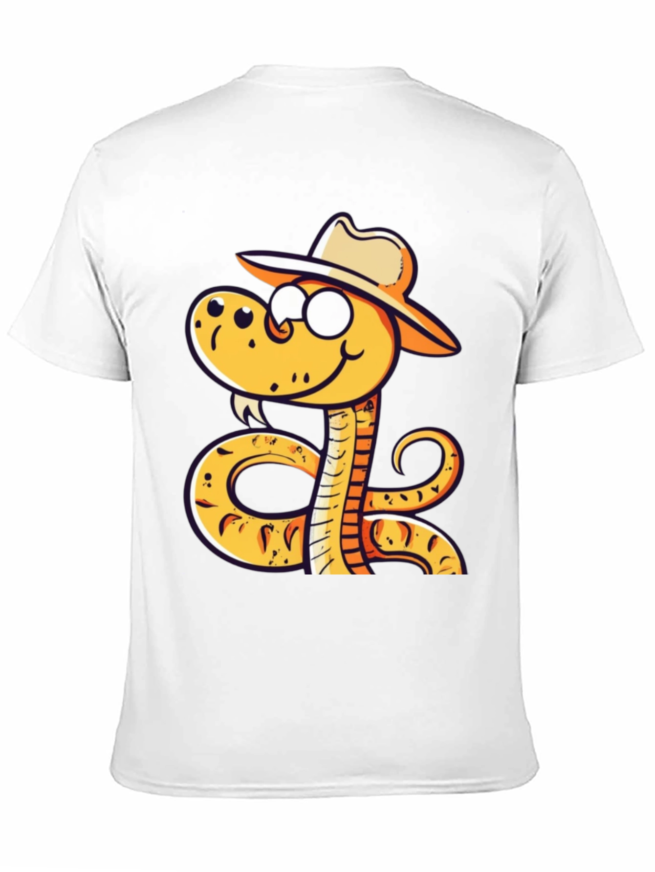 Snake Cowboy Cartoon Black T-Shirt