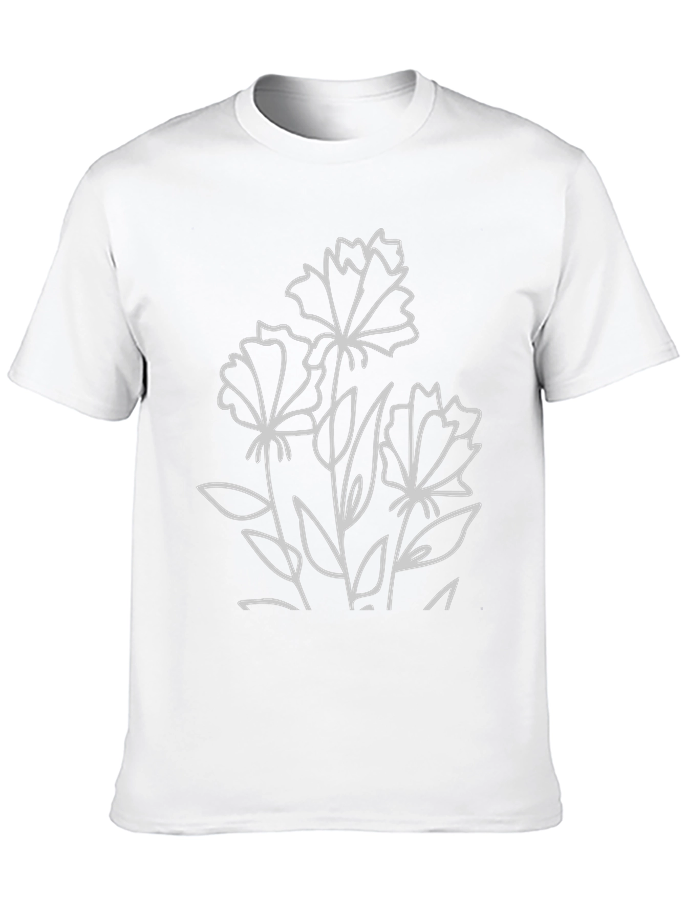 Floral Line Art T-Shirt - Stylish Casual Wear