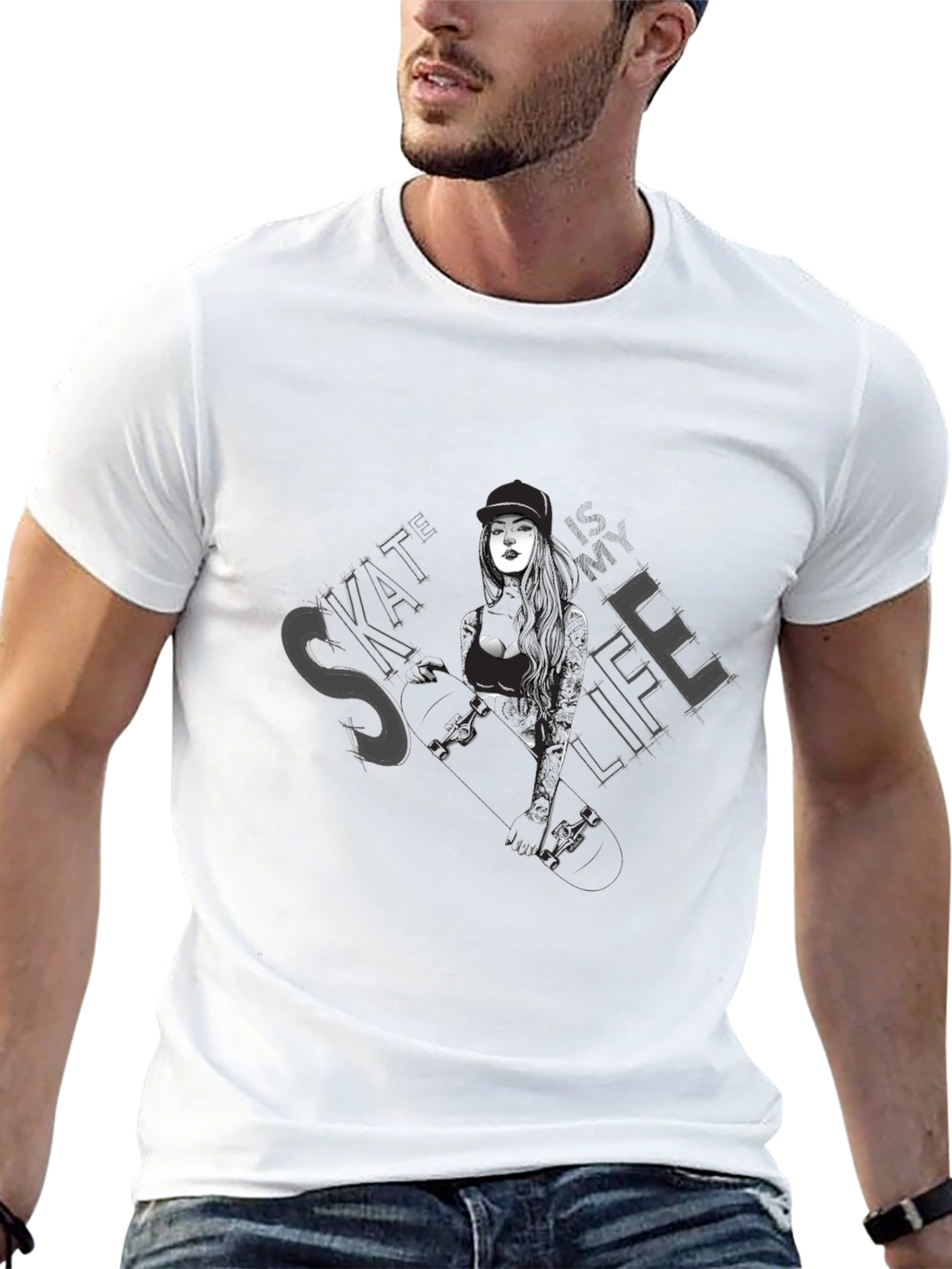 Skate Life Graphic Tee - Black Cotton