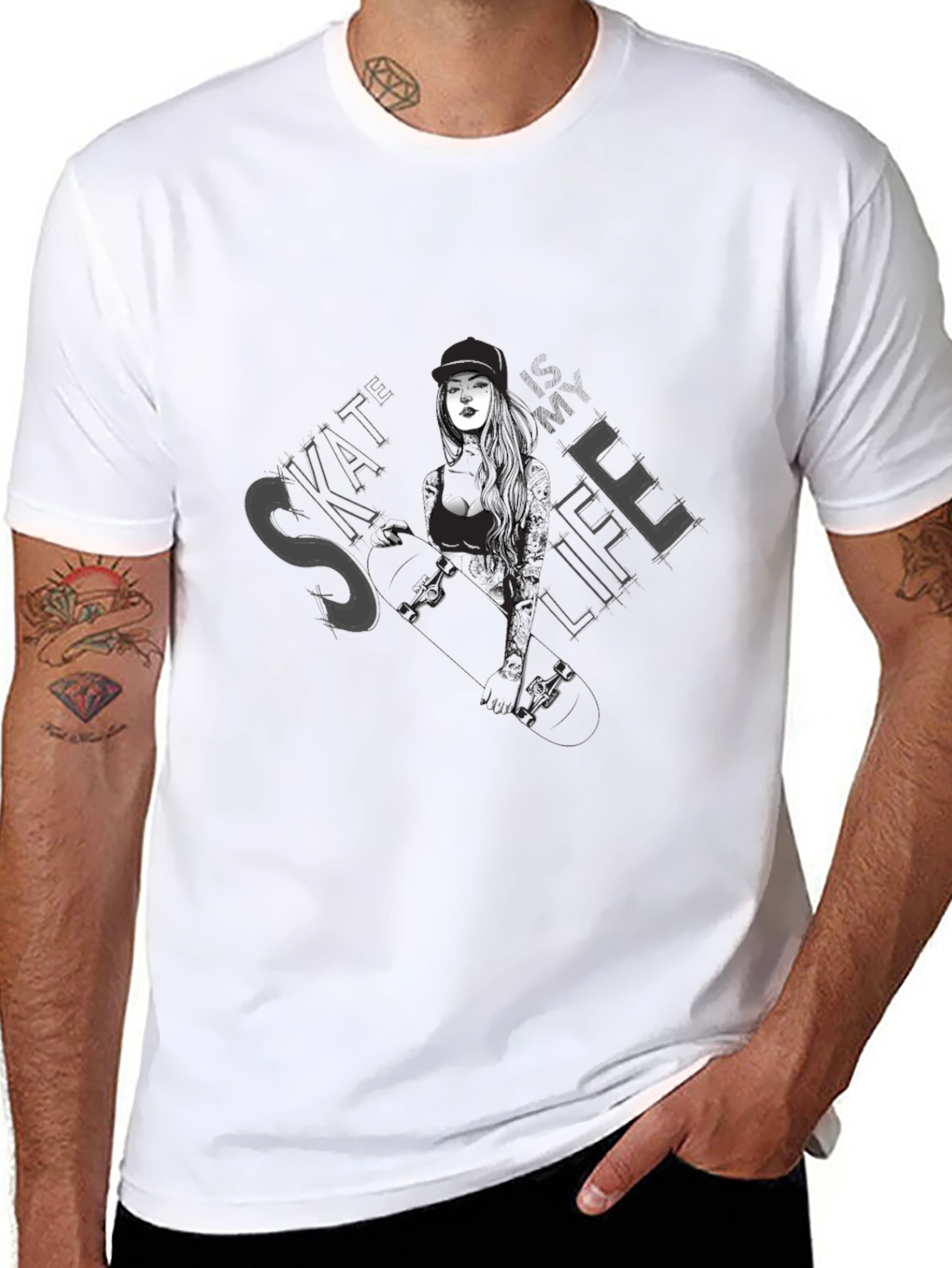 Skate Life Graphic Tee - Black Cotton