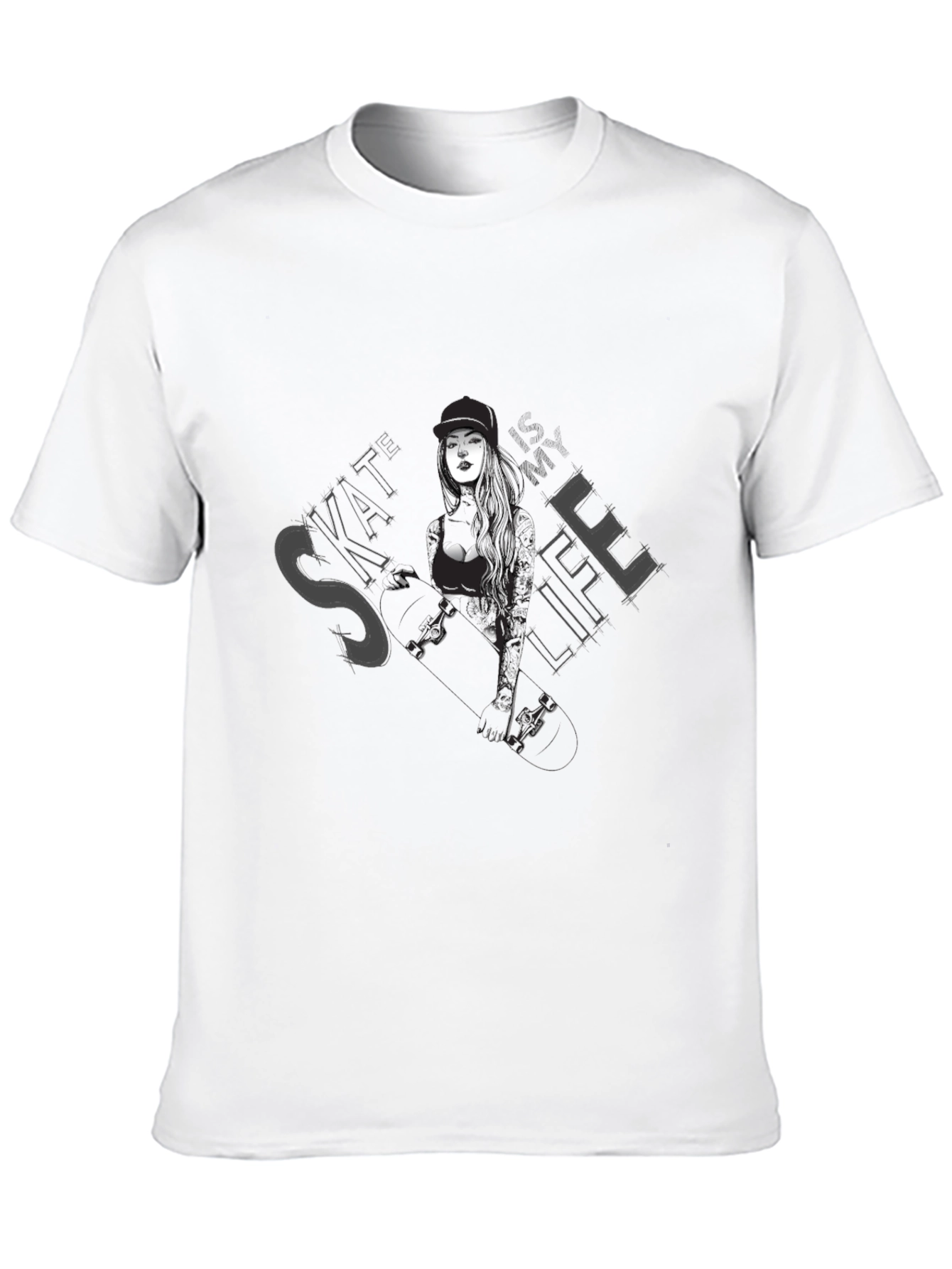 Skate Life Graphic Tee - Black Cotton