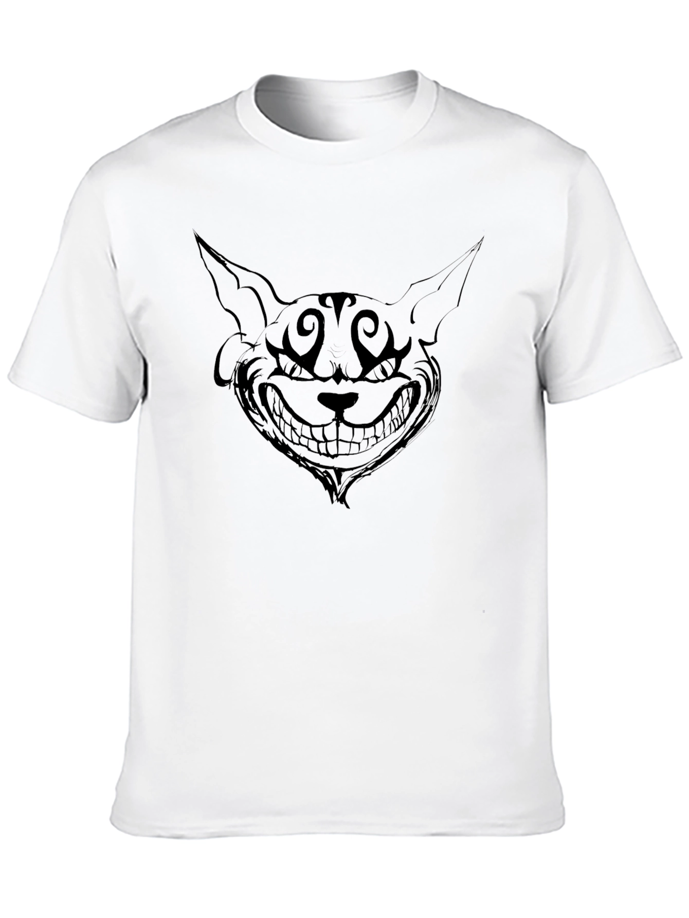 Grinning Cat Graphic Tee - Mens Black T-Shirt