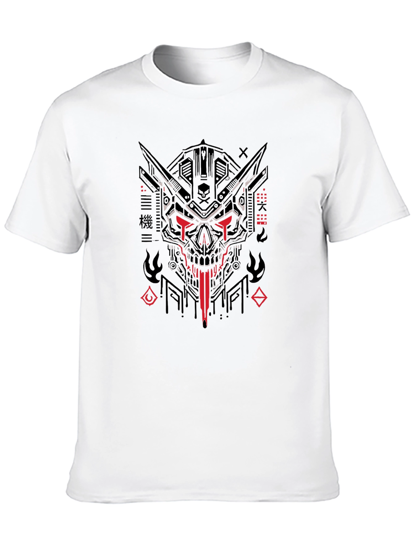 Cyberpunk Skull Graphic Black T-Shirt
