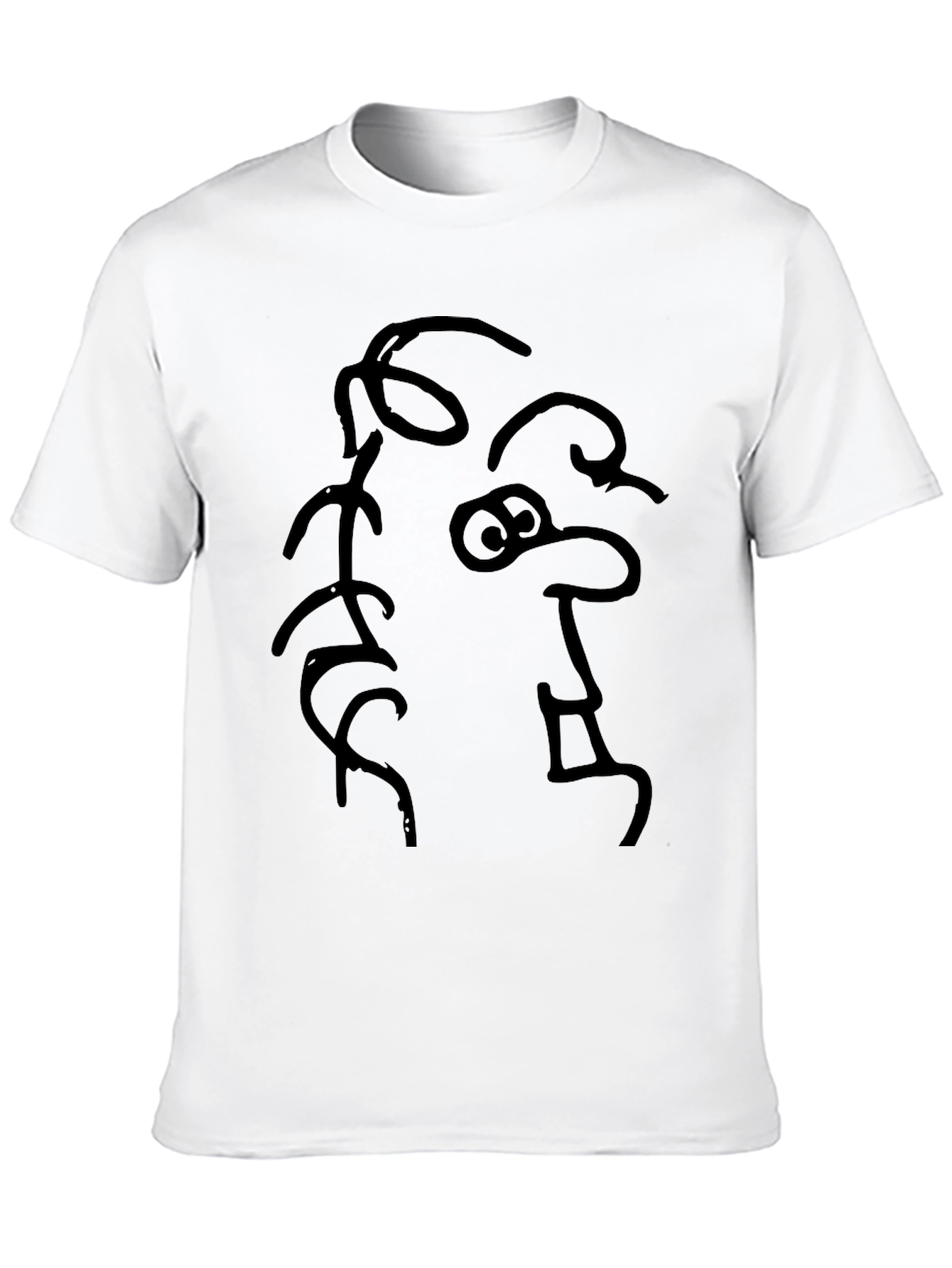 Abstract Face Graphic Tee - Black