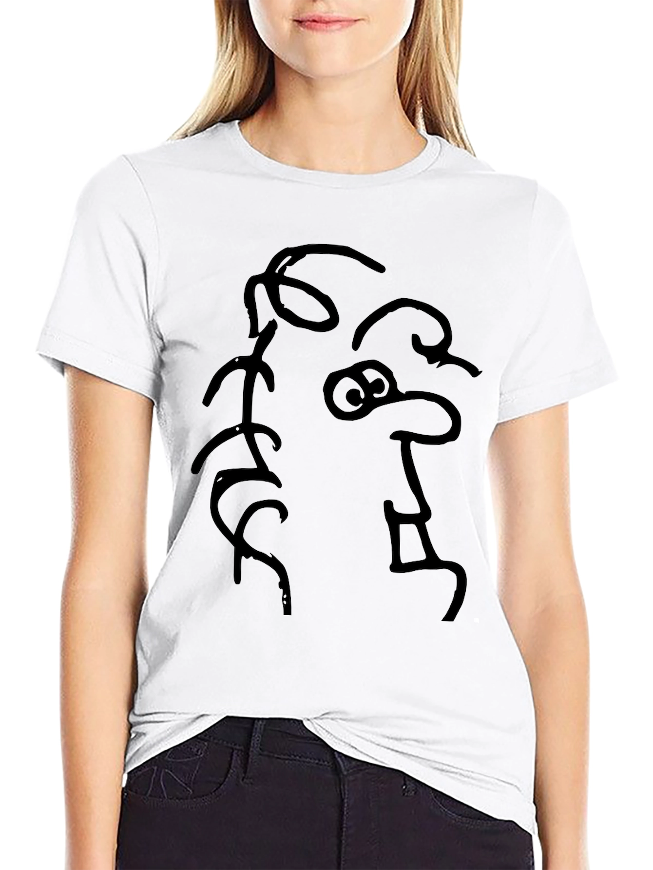 Abstract Face Graphic Tee - Black