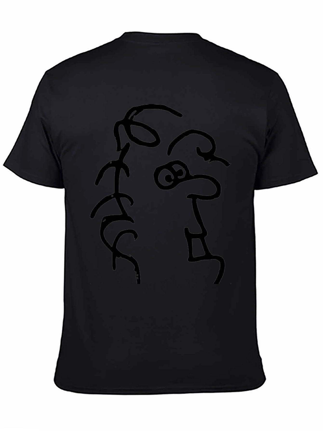 Abstract Face Graphic Tee - Black