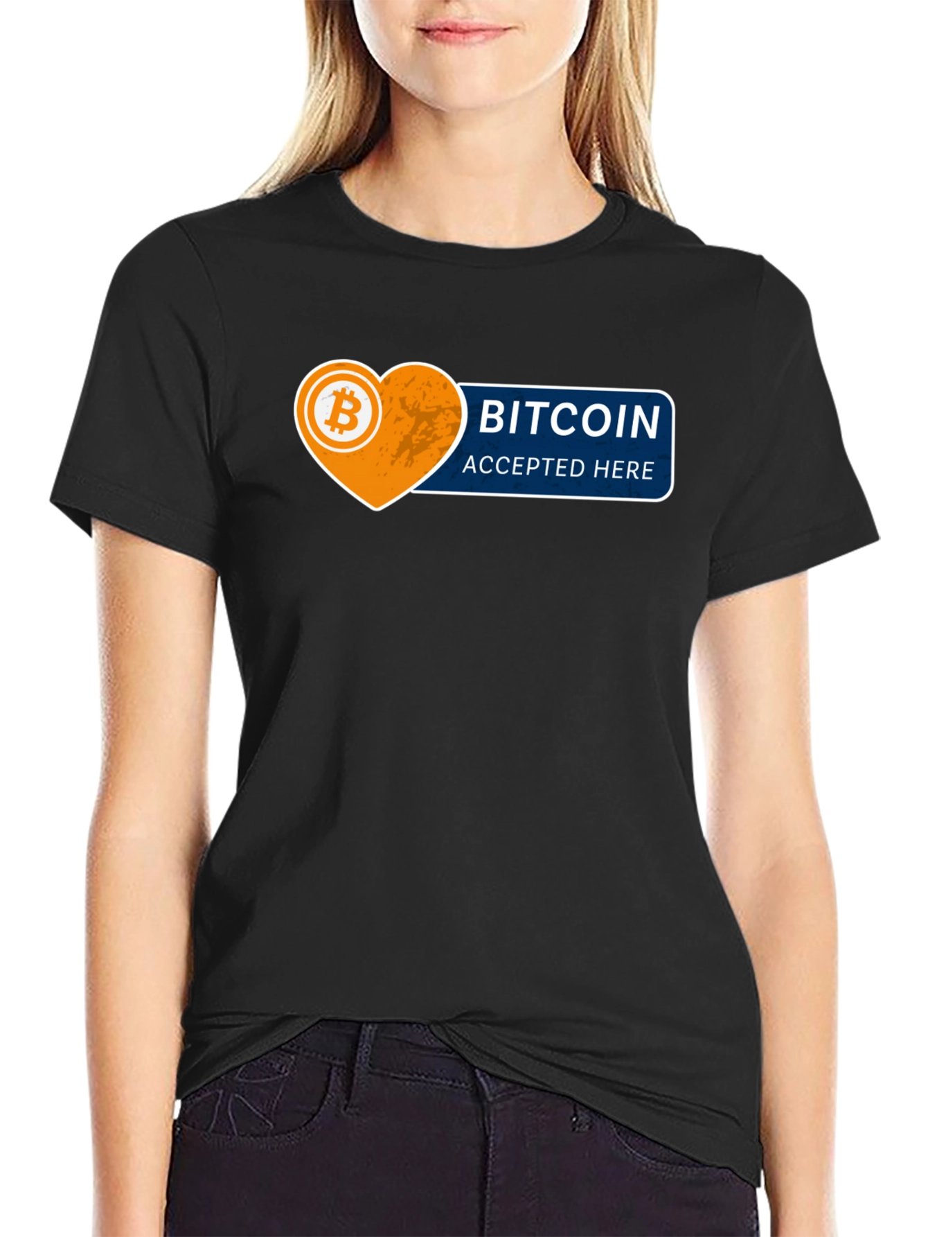 Bitcoin Accepted Here Graphic Tee - Black Cotton T-Shirt