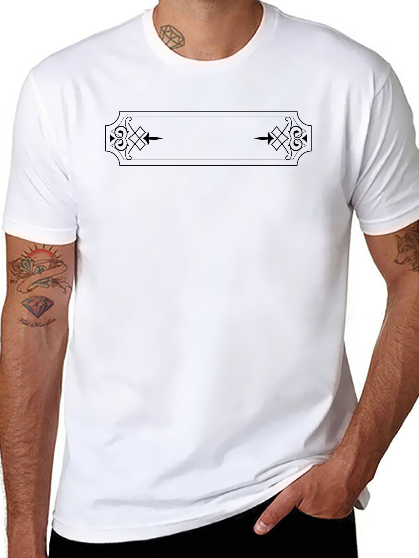 Black Graphic Tee - Ornamental Design