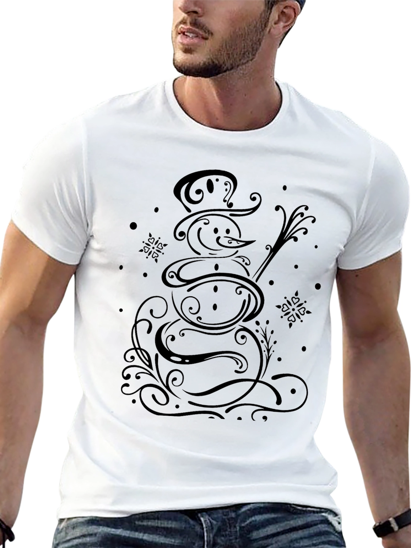 Snowman Graphic Tee - Stylish Winter T-Shirt