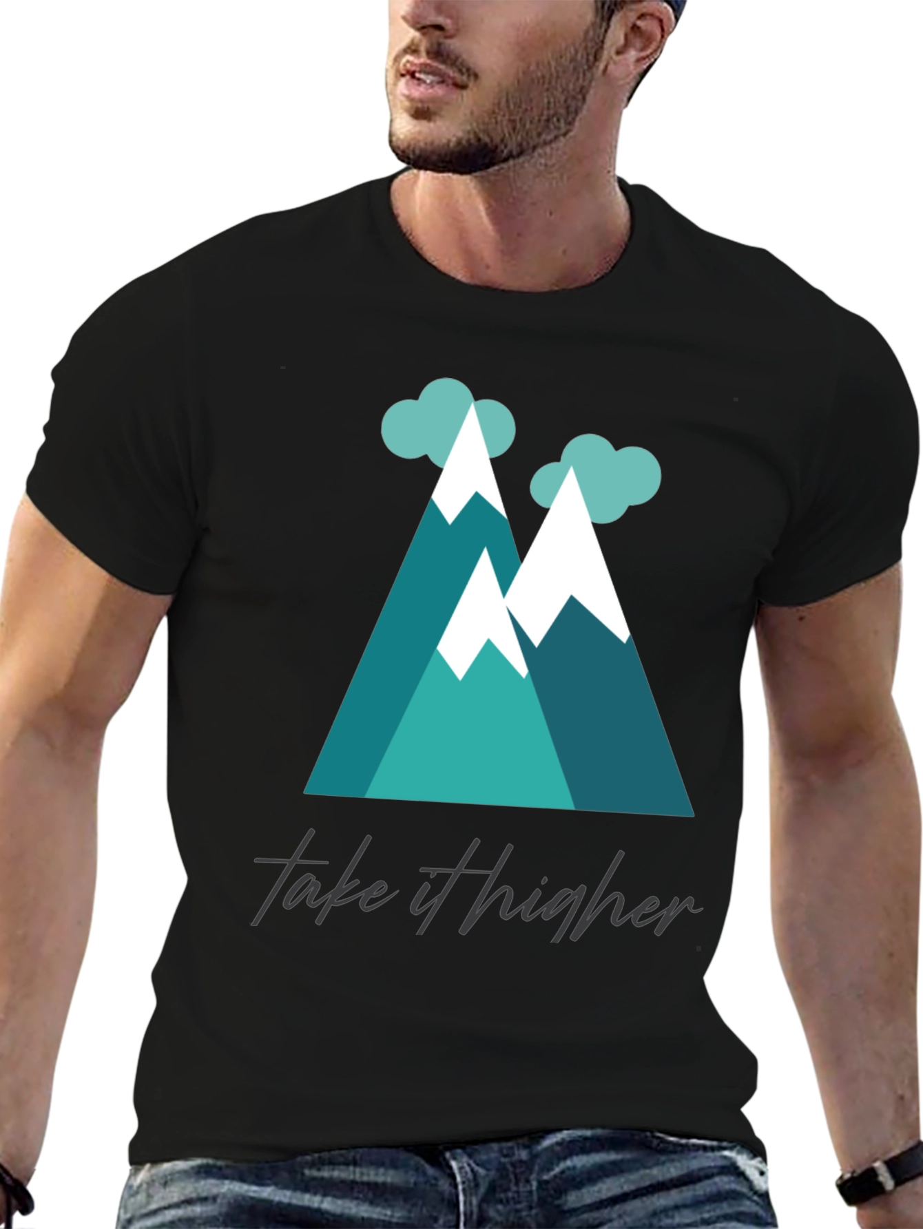 Take It Higher Mountain Tee - Black Graphic T-Shirt
