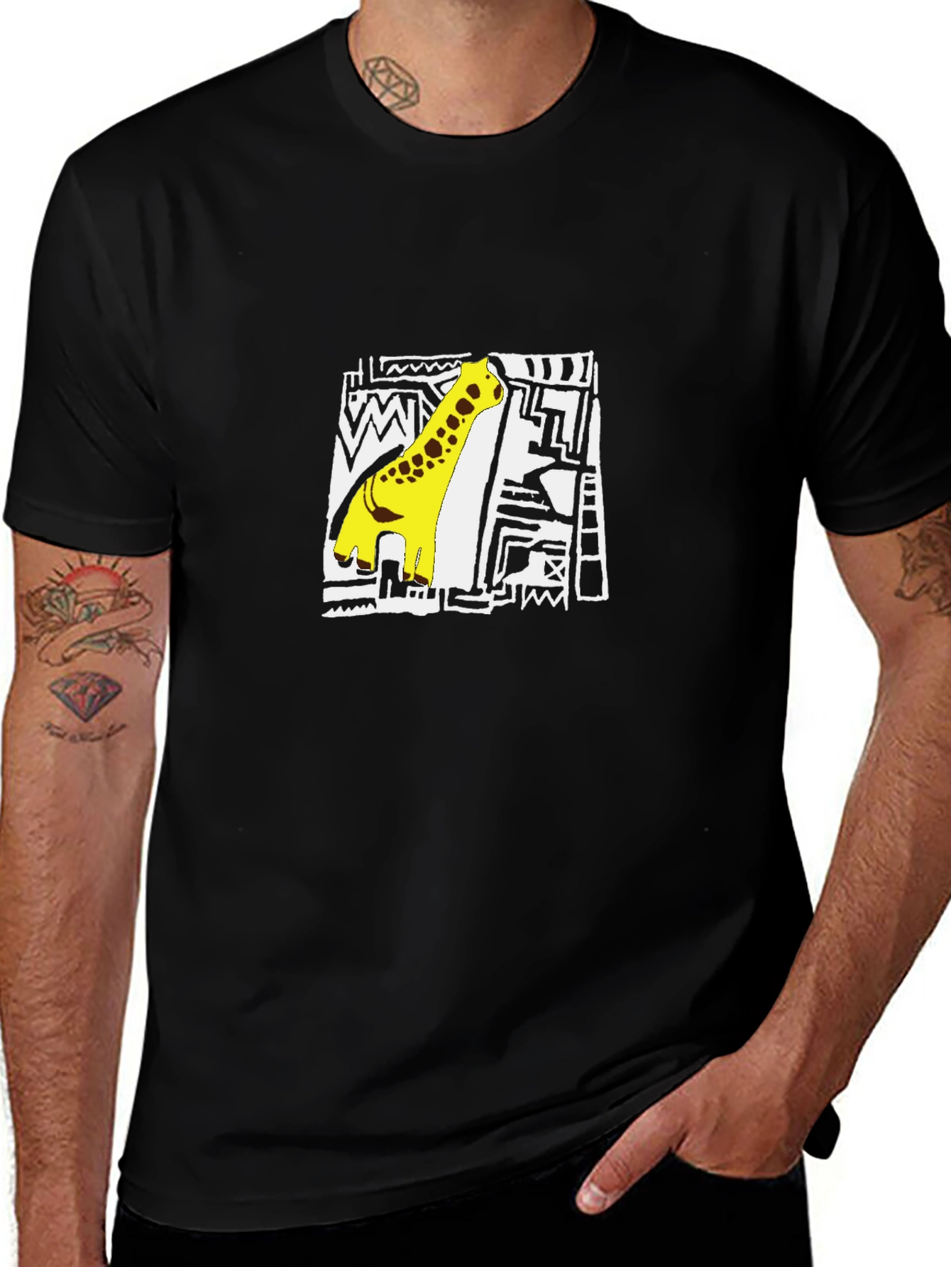 Dino Graphic Tee - Cool Black Cotton T-Shirt