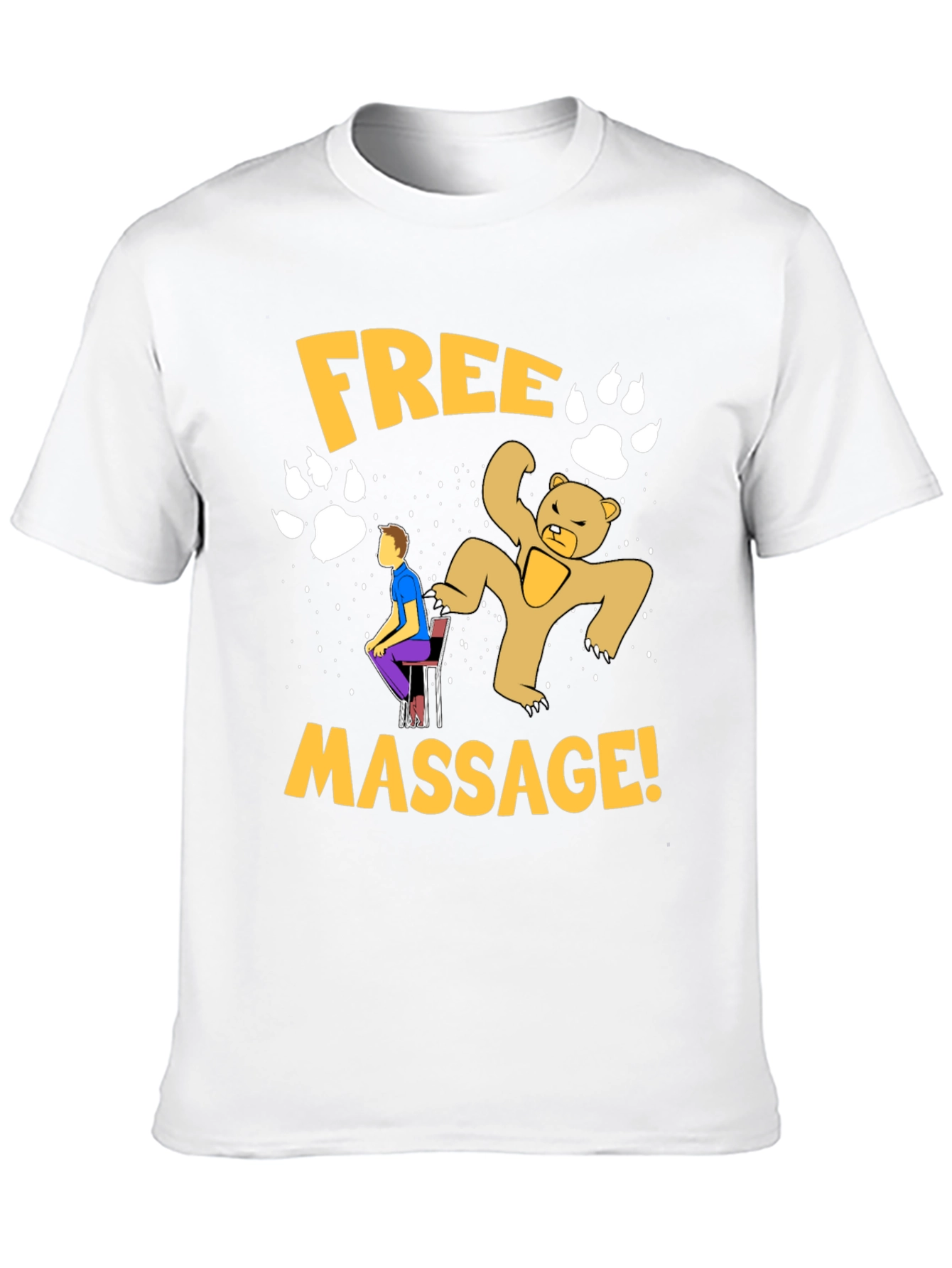 Funny Free Massage Bear Graphic T-Shirt