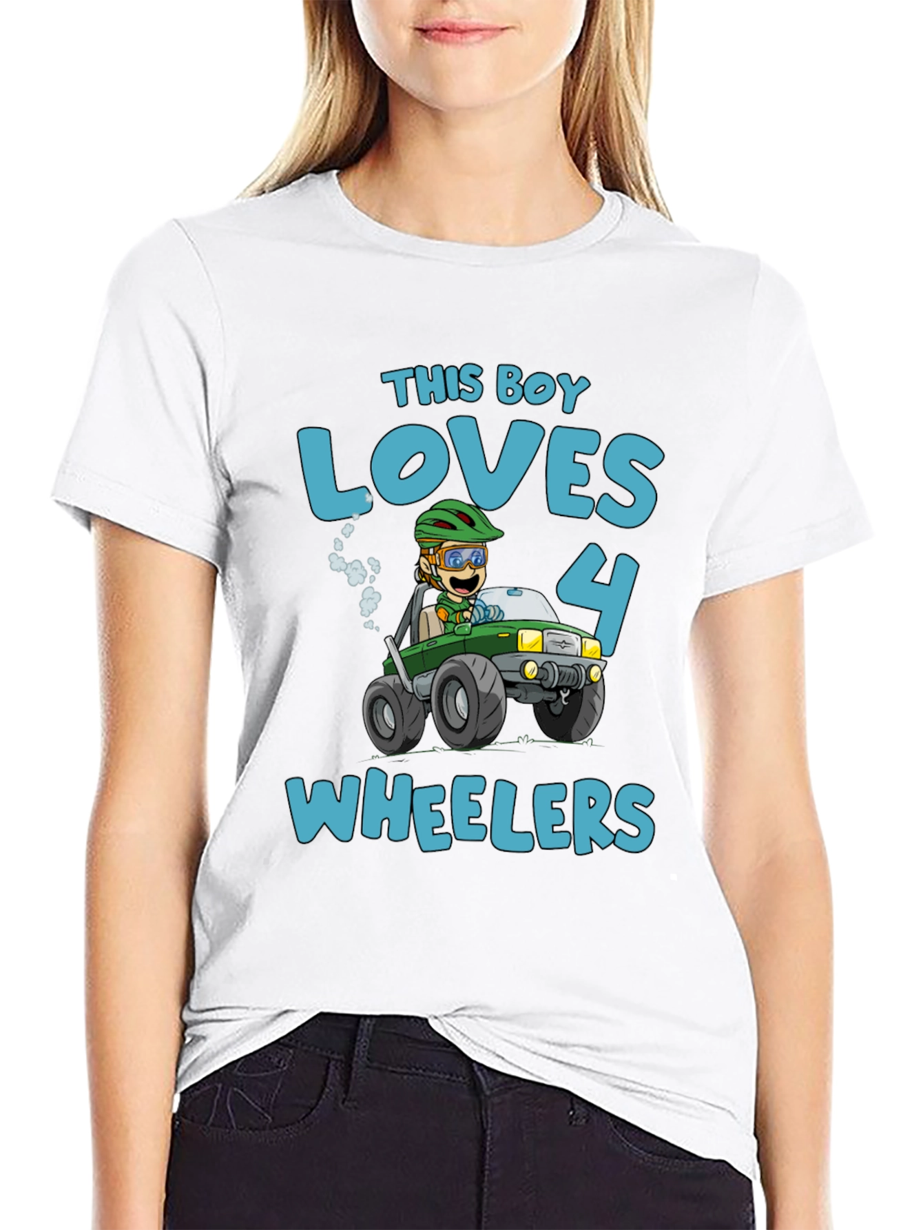 Boy Loves 4 Wheelers Black Graphic Tee