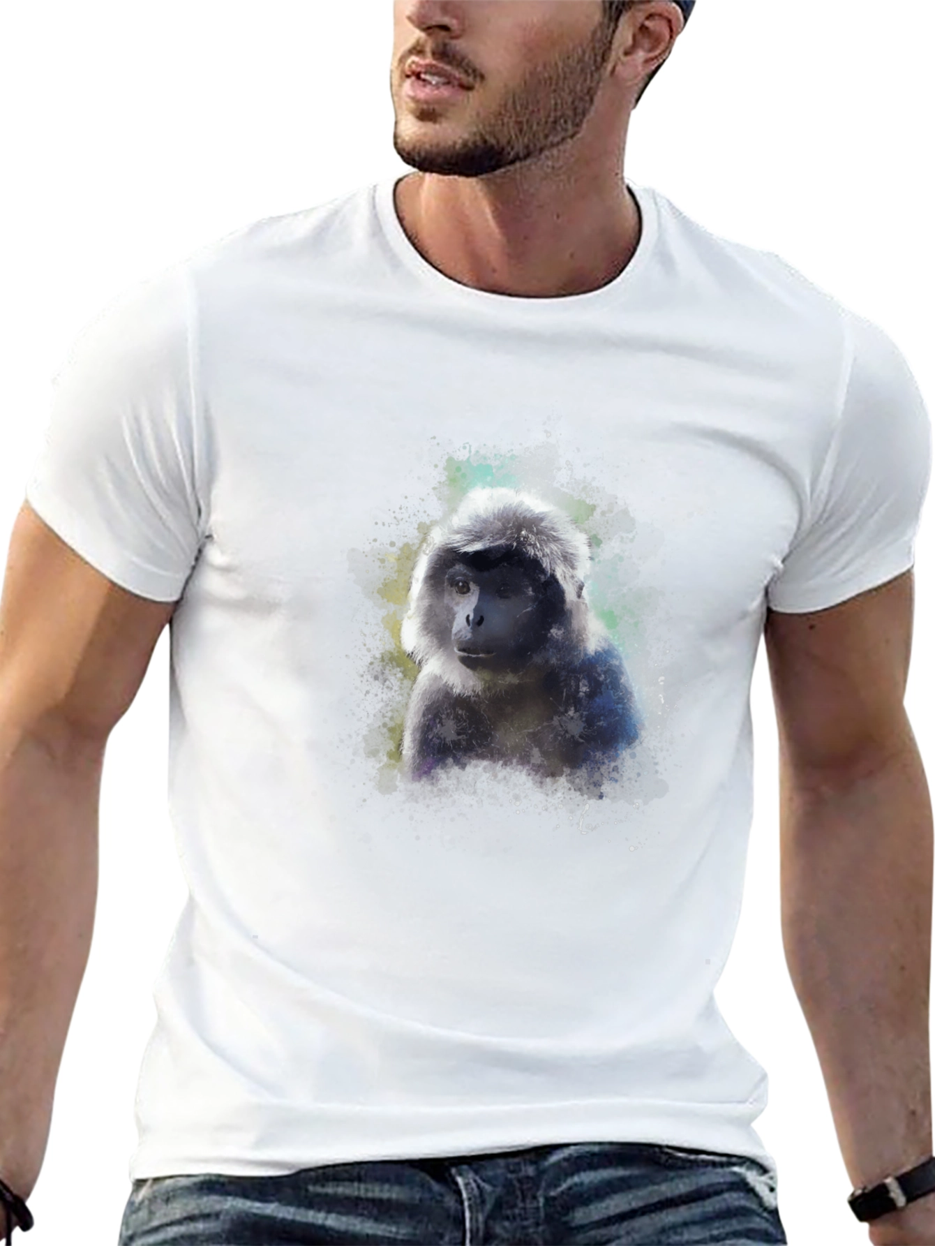 Monkey Graphic Black T-Shirt - Unique Artistic Design