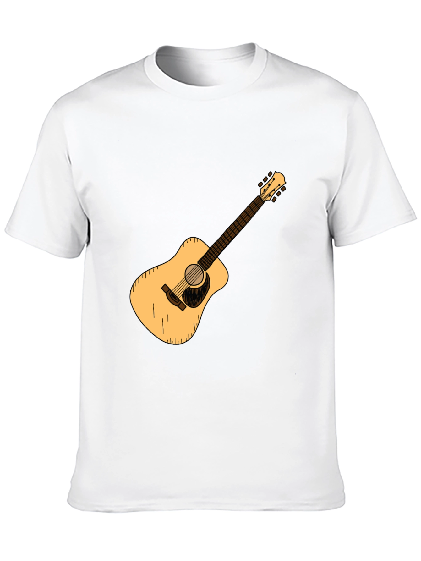 Guitar Graphic Tee - Black Cotton Casual T-Shirt