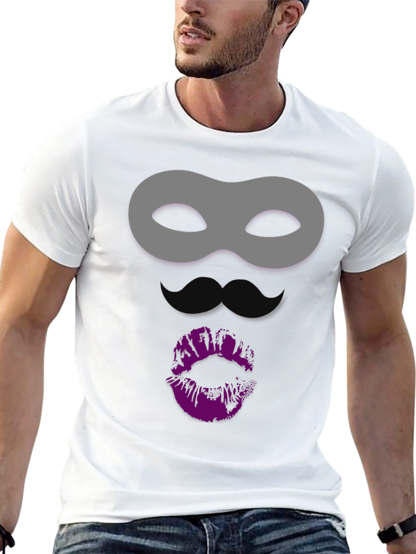 Masked Kiss Graphic Tee - Fun Novelty T-Shirt
