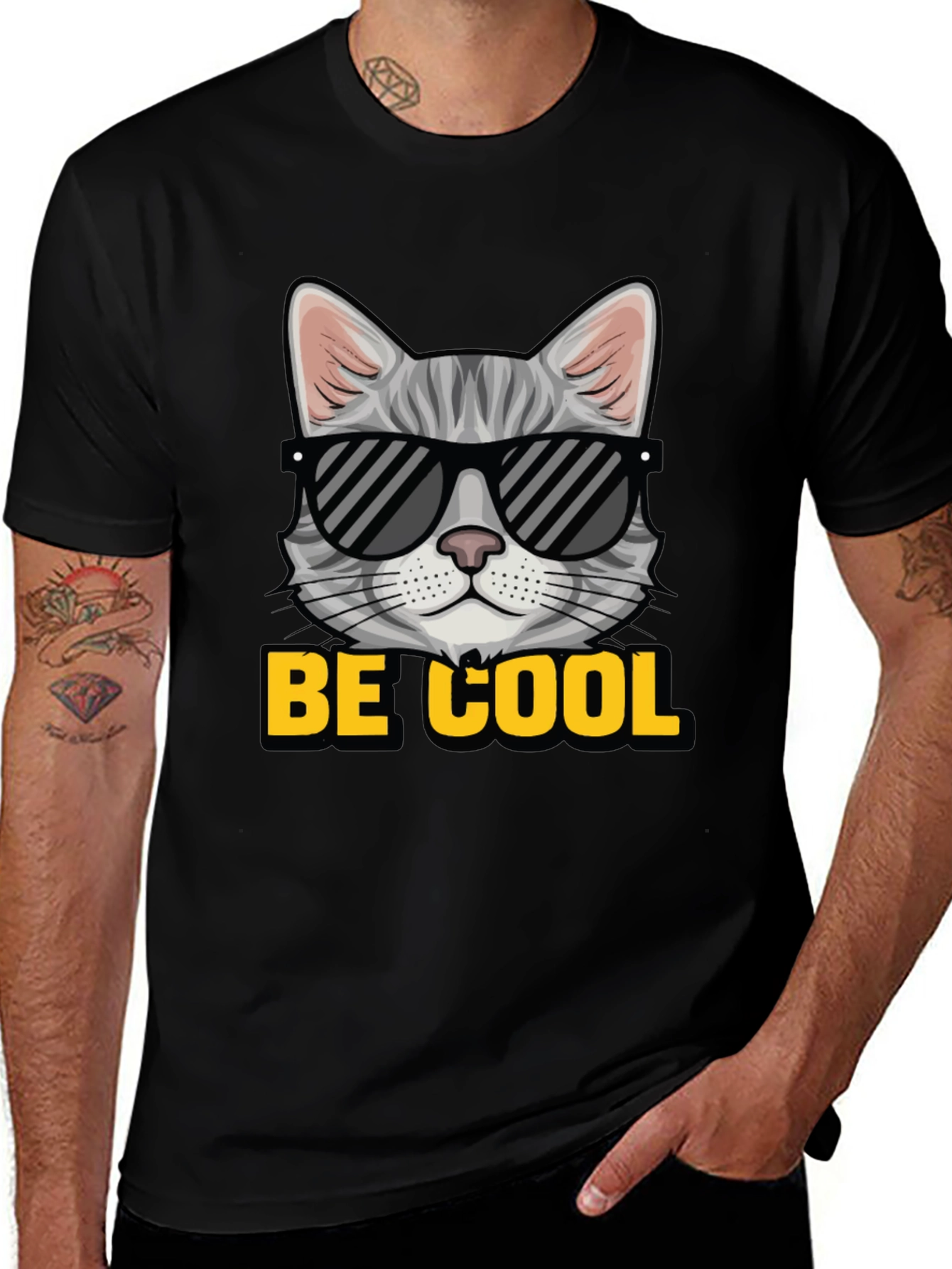 Cool Cat T-Shirt - Mens Black Graphic Tee