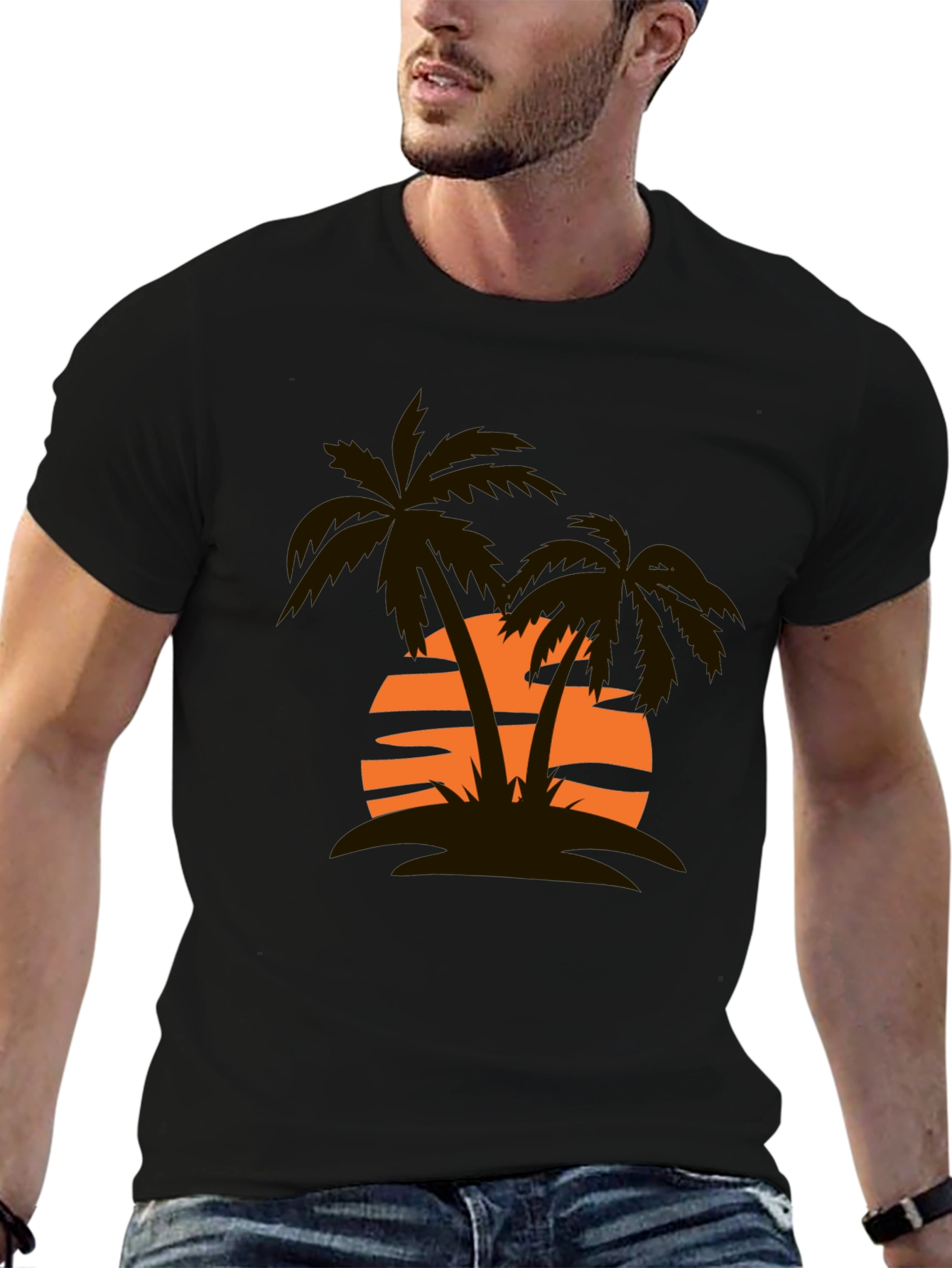 Sunset Palm Tree Graphic Tee - Casual Style